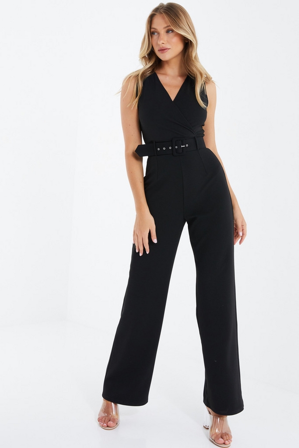 Black Belted Palazzo Jumpsuit