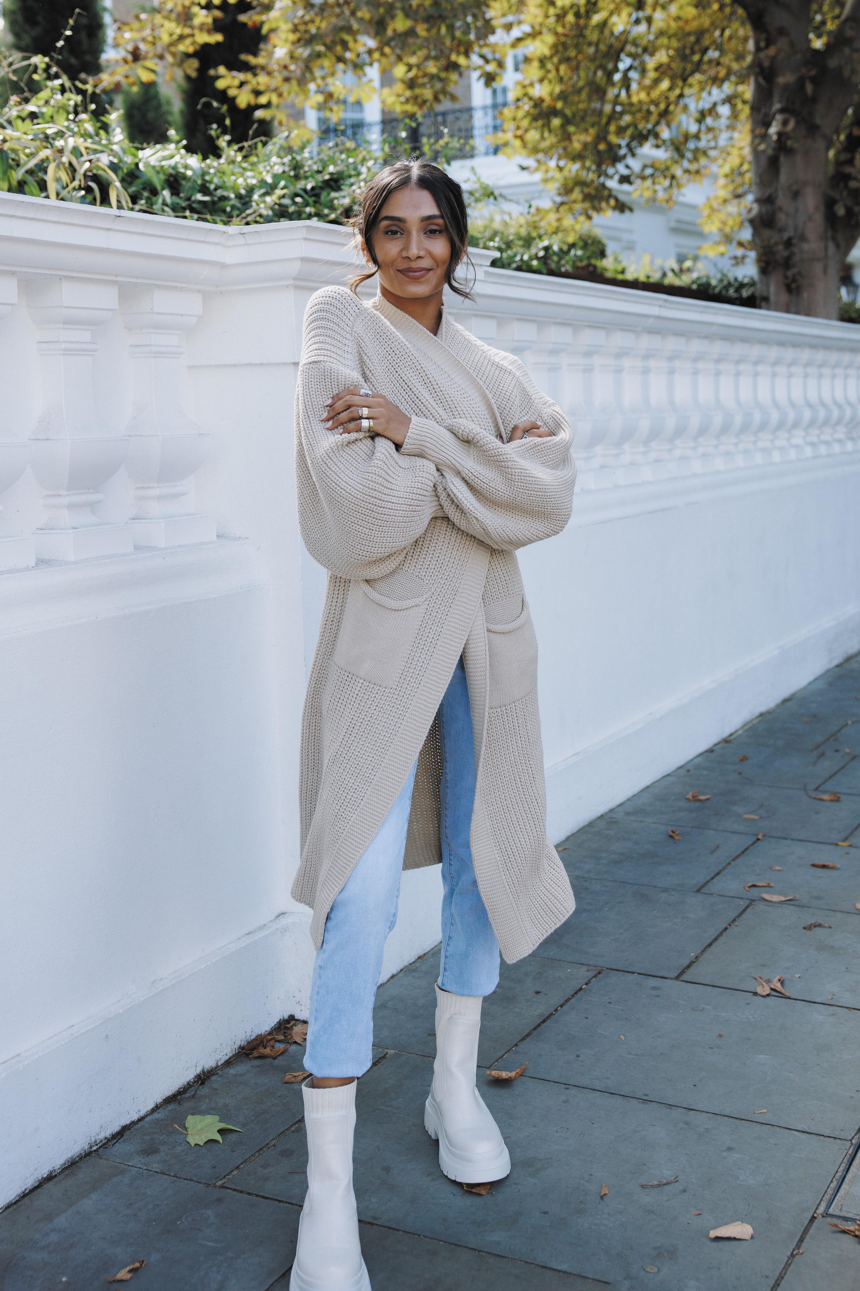 stone knitted cardigan