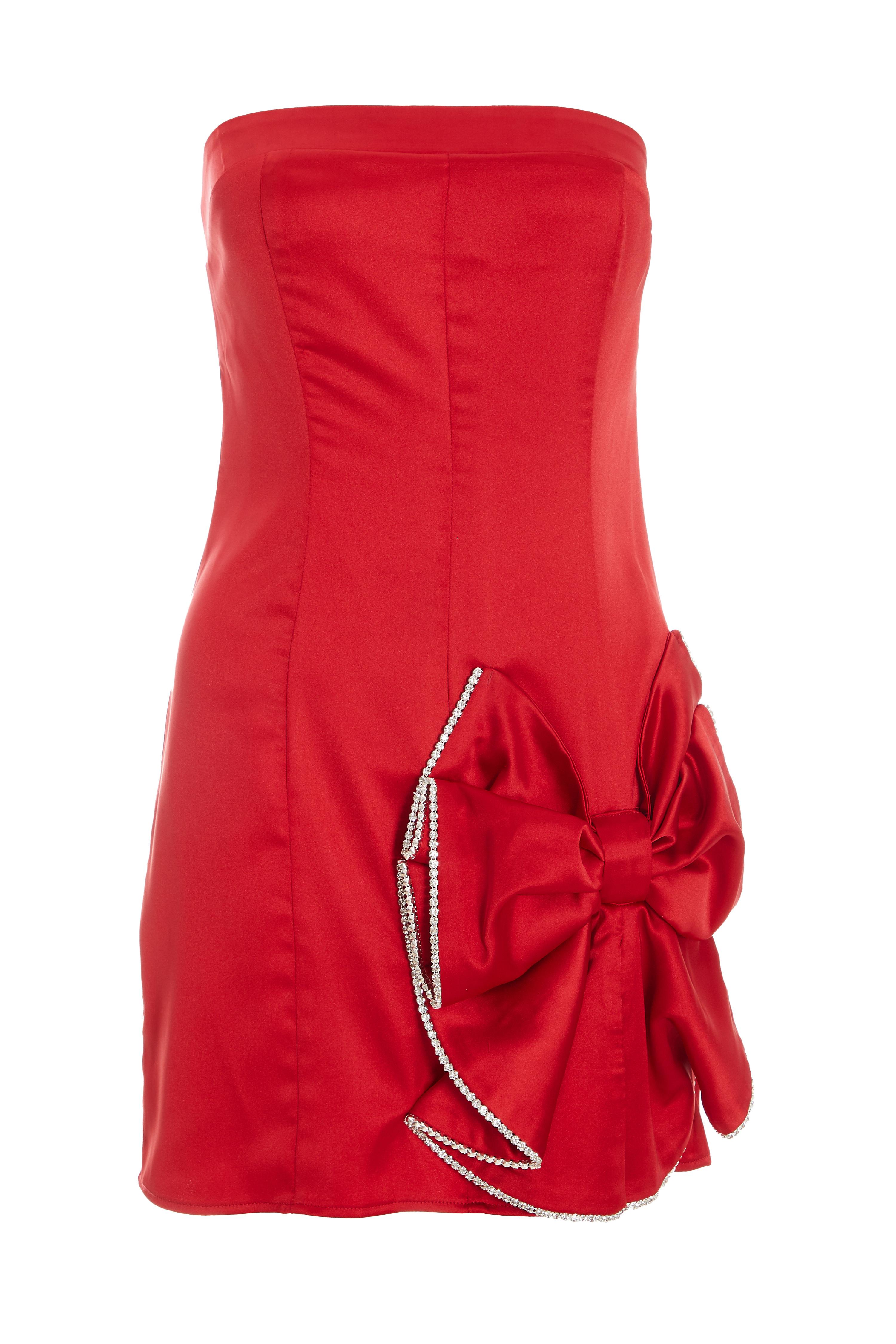 Orla Bow Corset Mini Dress (Red)