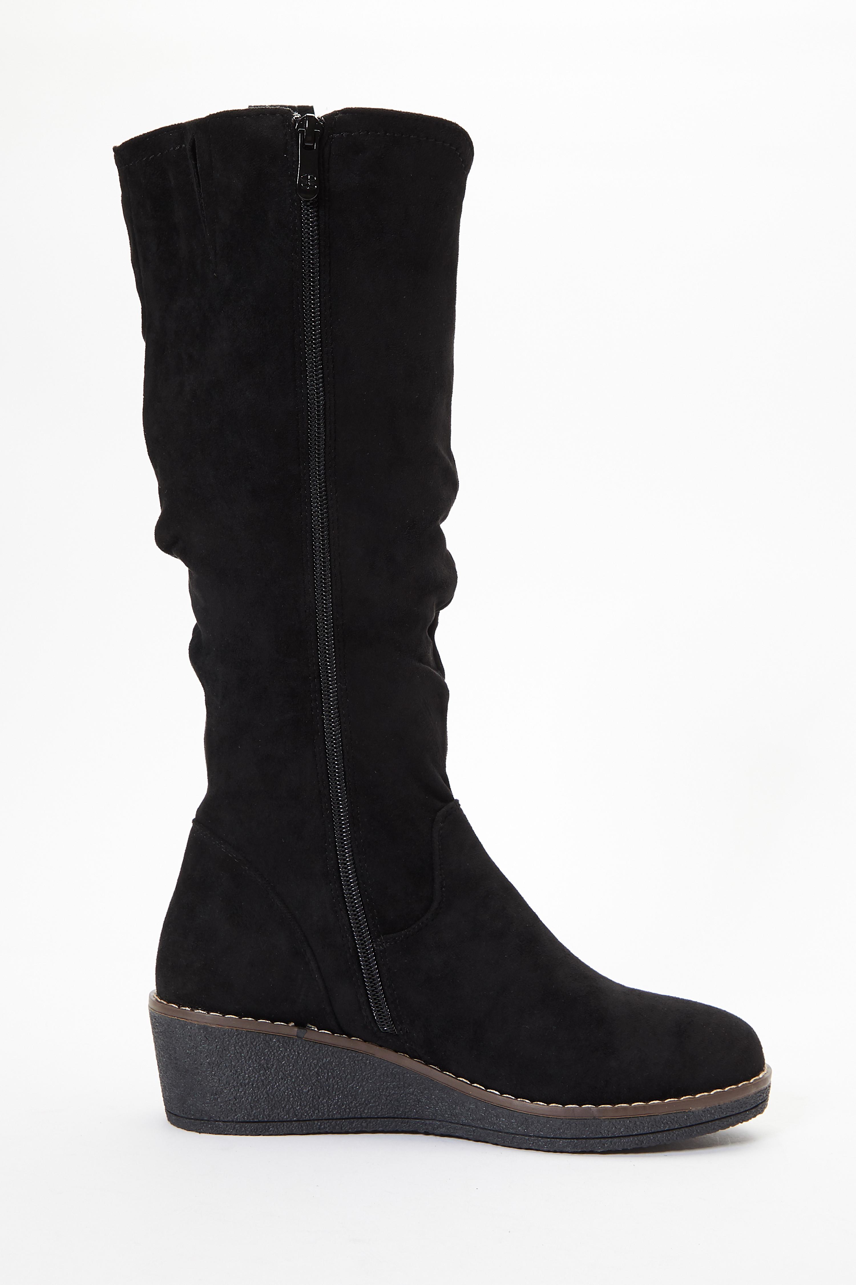 faux suede wedge boots