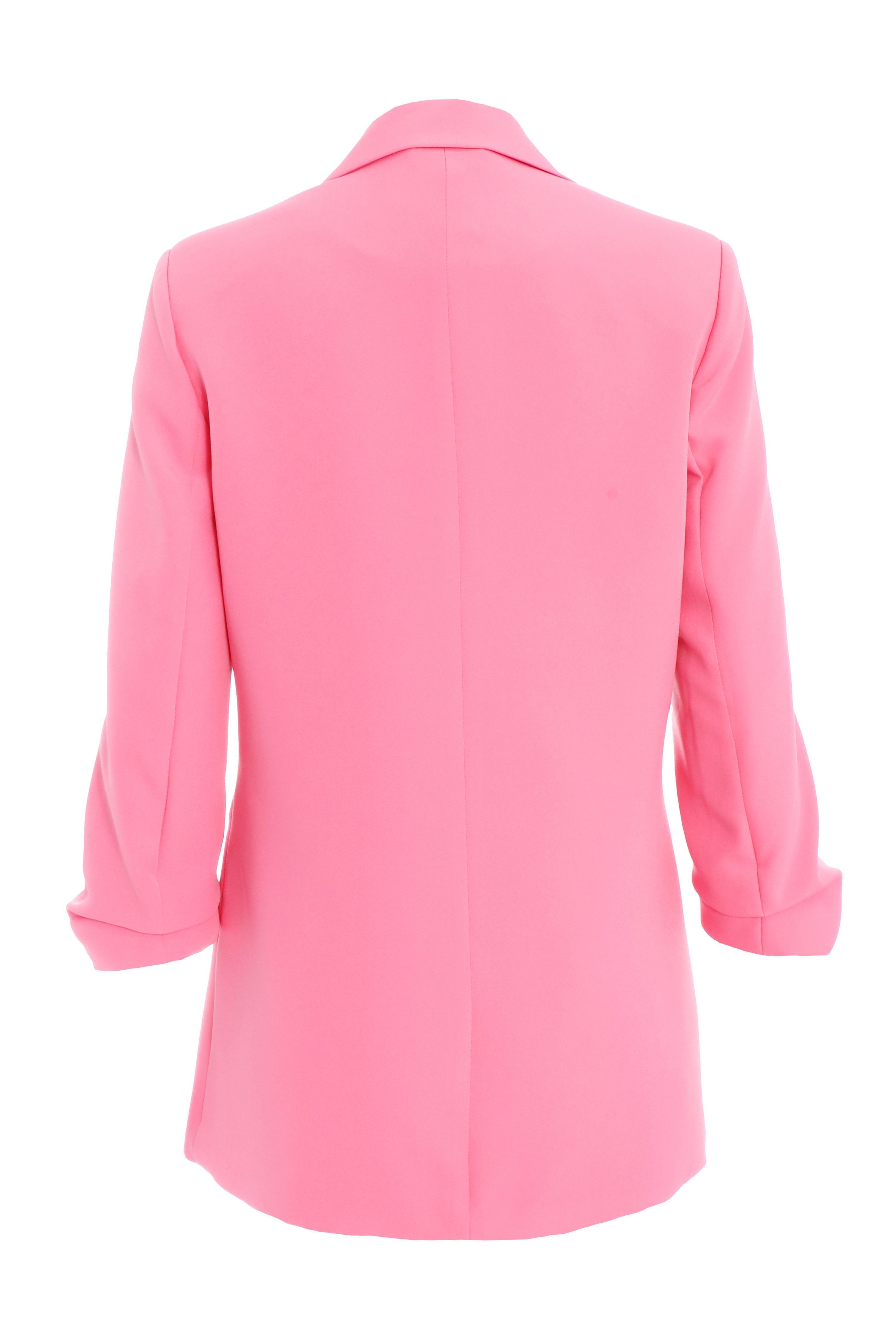 Back in Business Hot Pink Ruched Sleeve Blazer