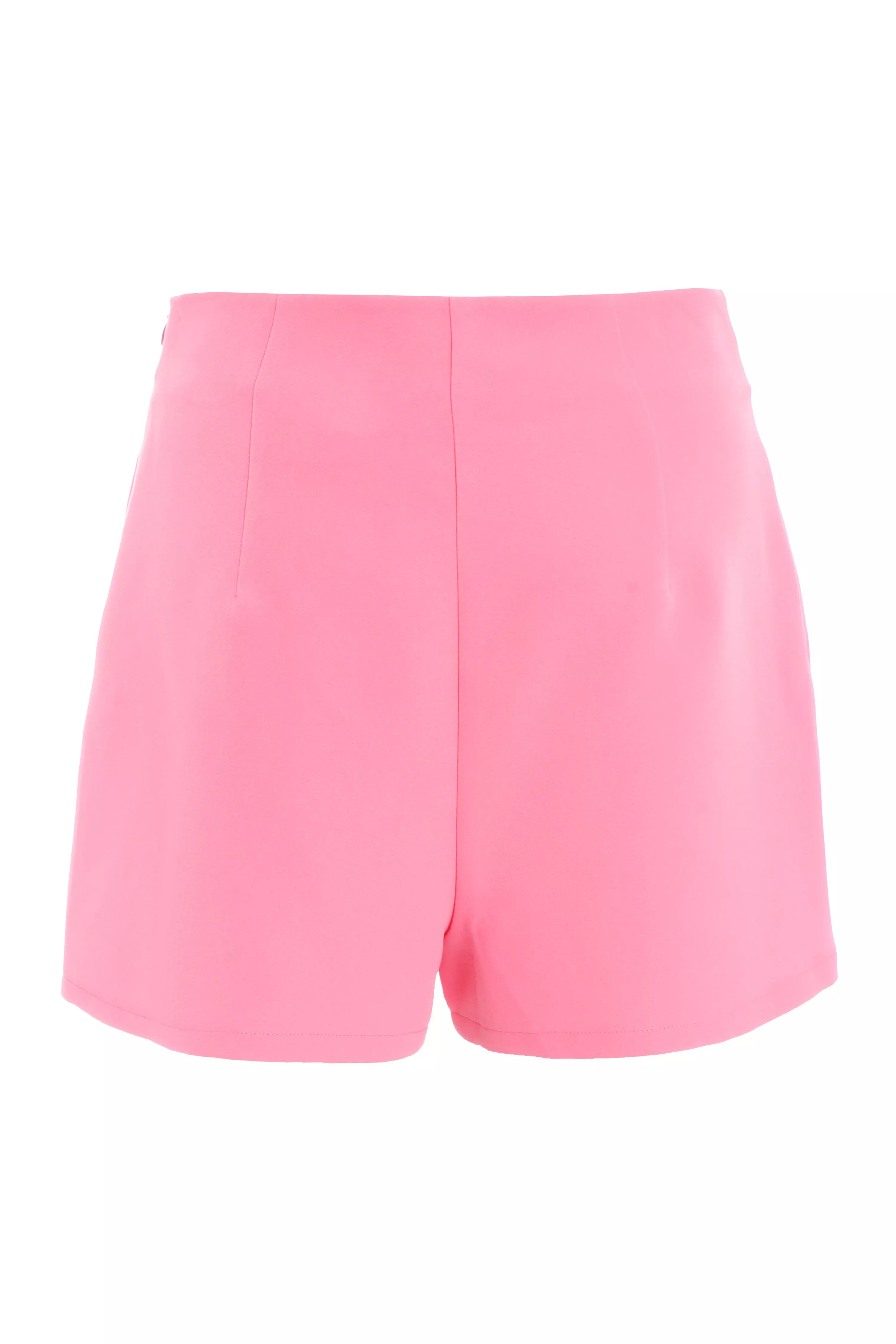 Pink Button Tailored Shorts - QUIZ Clothing