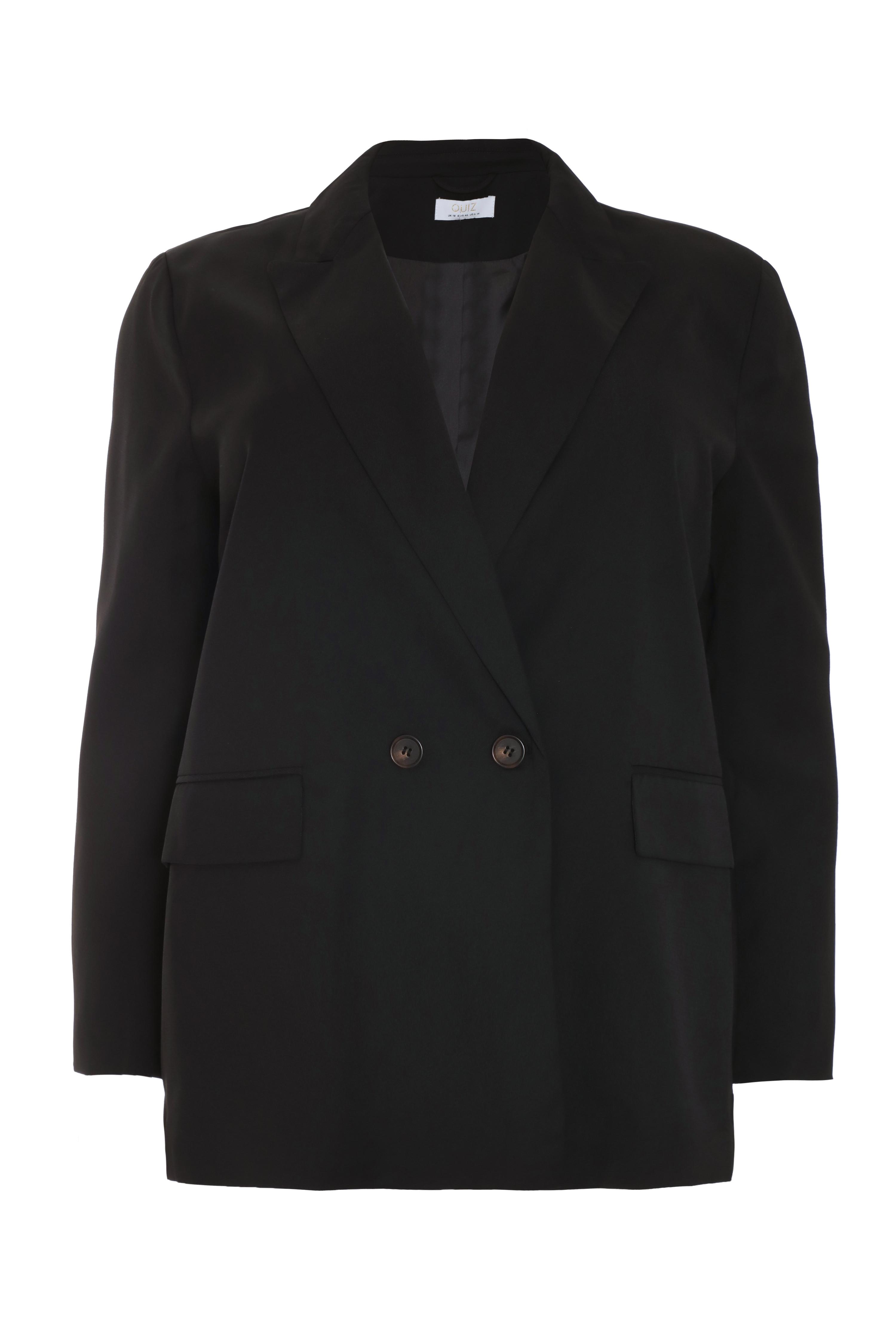 Curve Black Oversized Tailored Blazer QUIZ Clothing