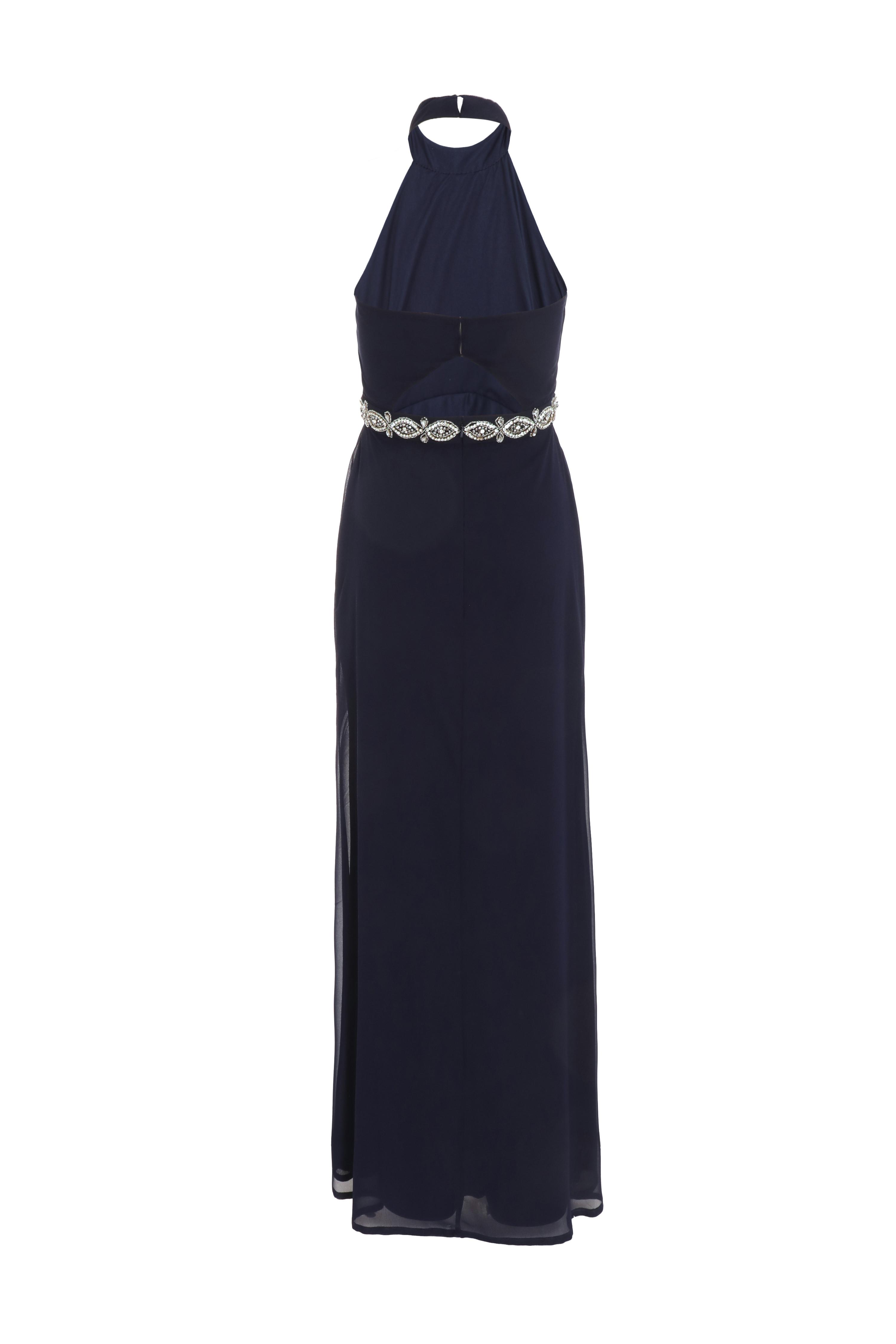 Navy Chiffon Halter Neck Maxi Dress QUIZ Clothing