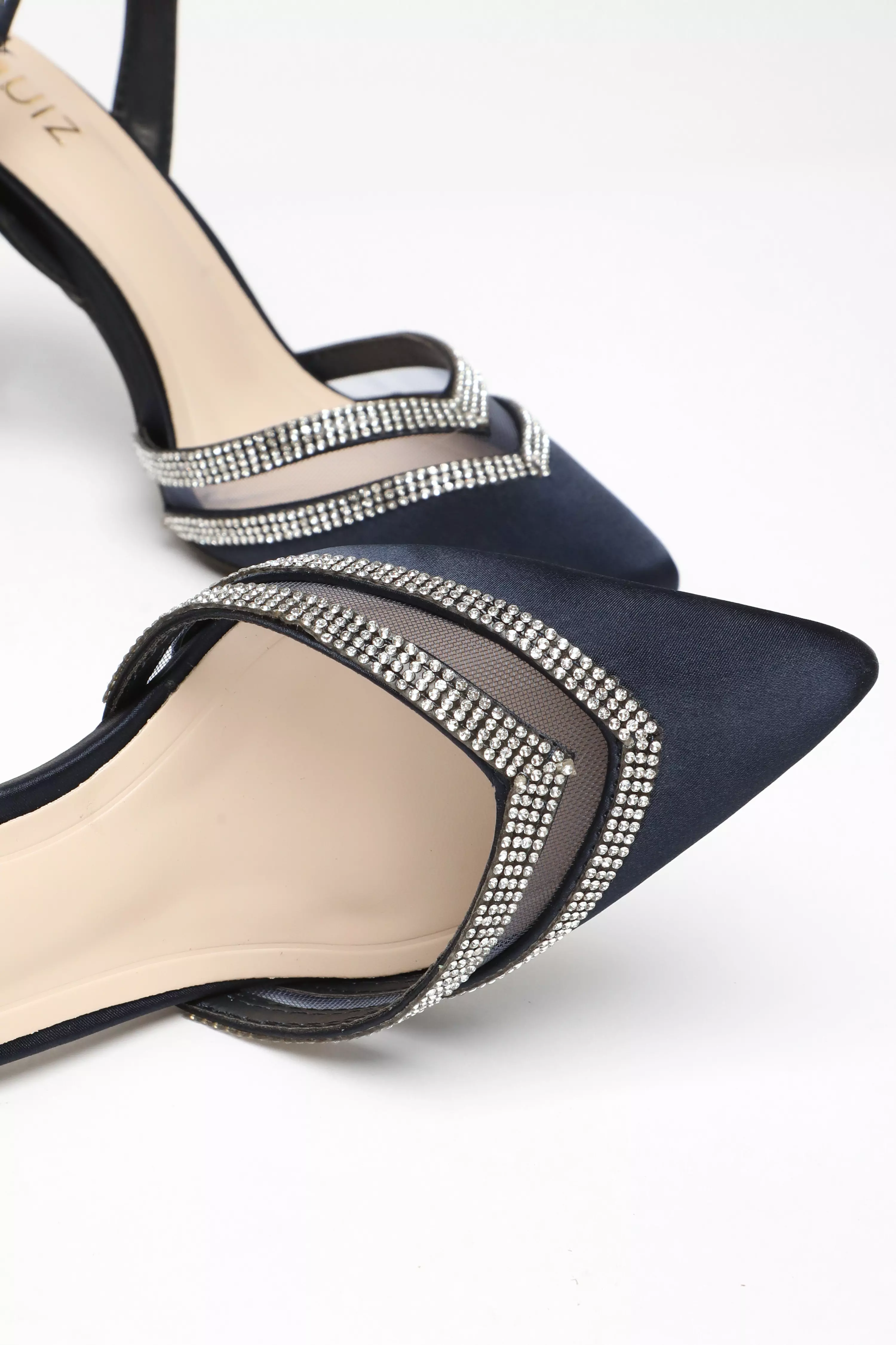 Navy Diamante Mesh Court Heels QUIZ Clothing