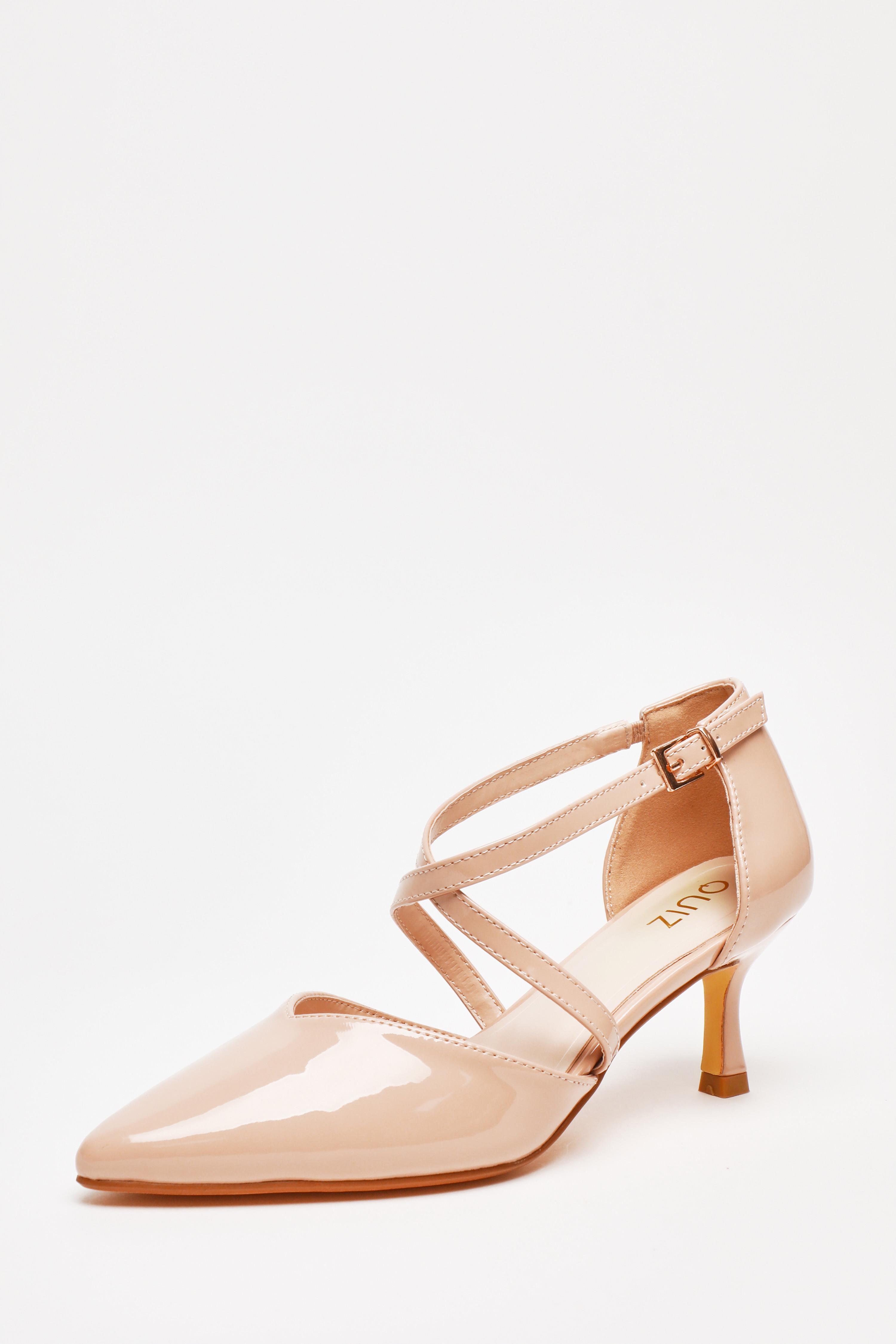 Nude Patent Low Court Heels