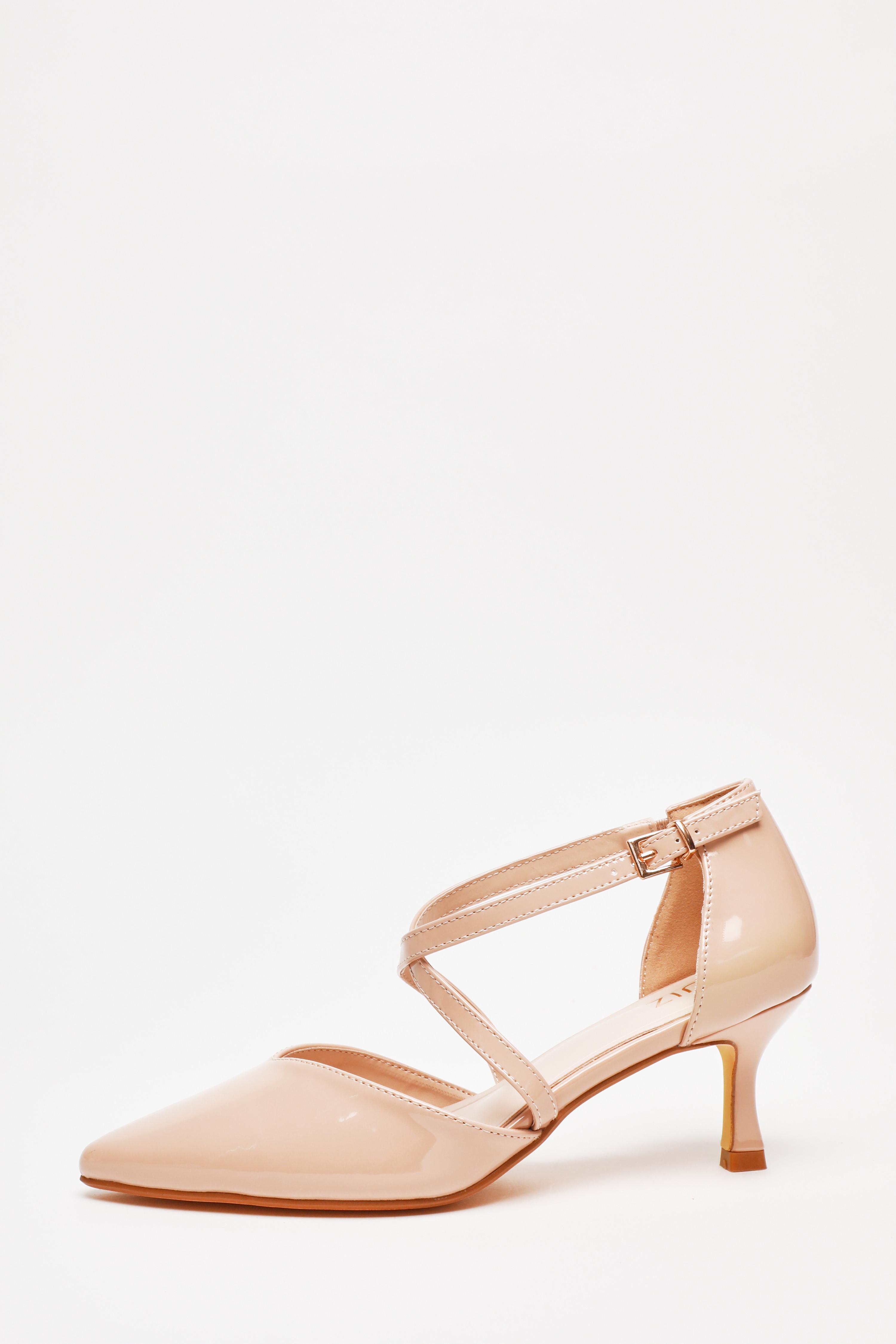 Nude Patent Low Court Heels QUIZ Clothing