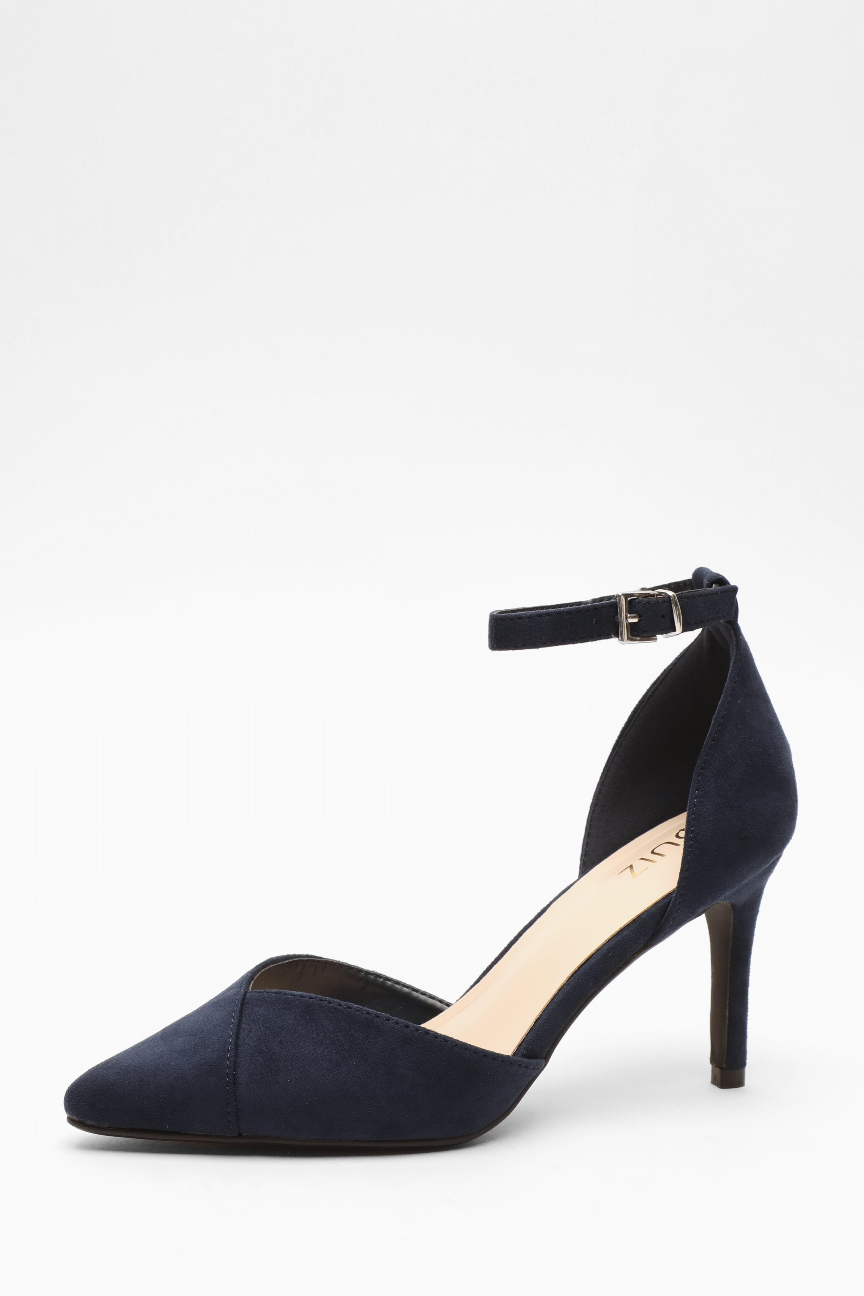 Navy Faux Suede Court Heels QUIZ Clothing