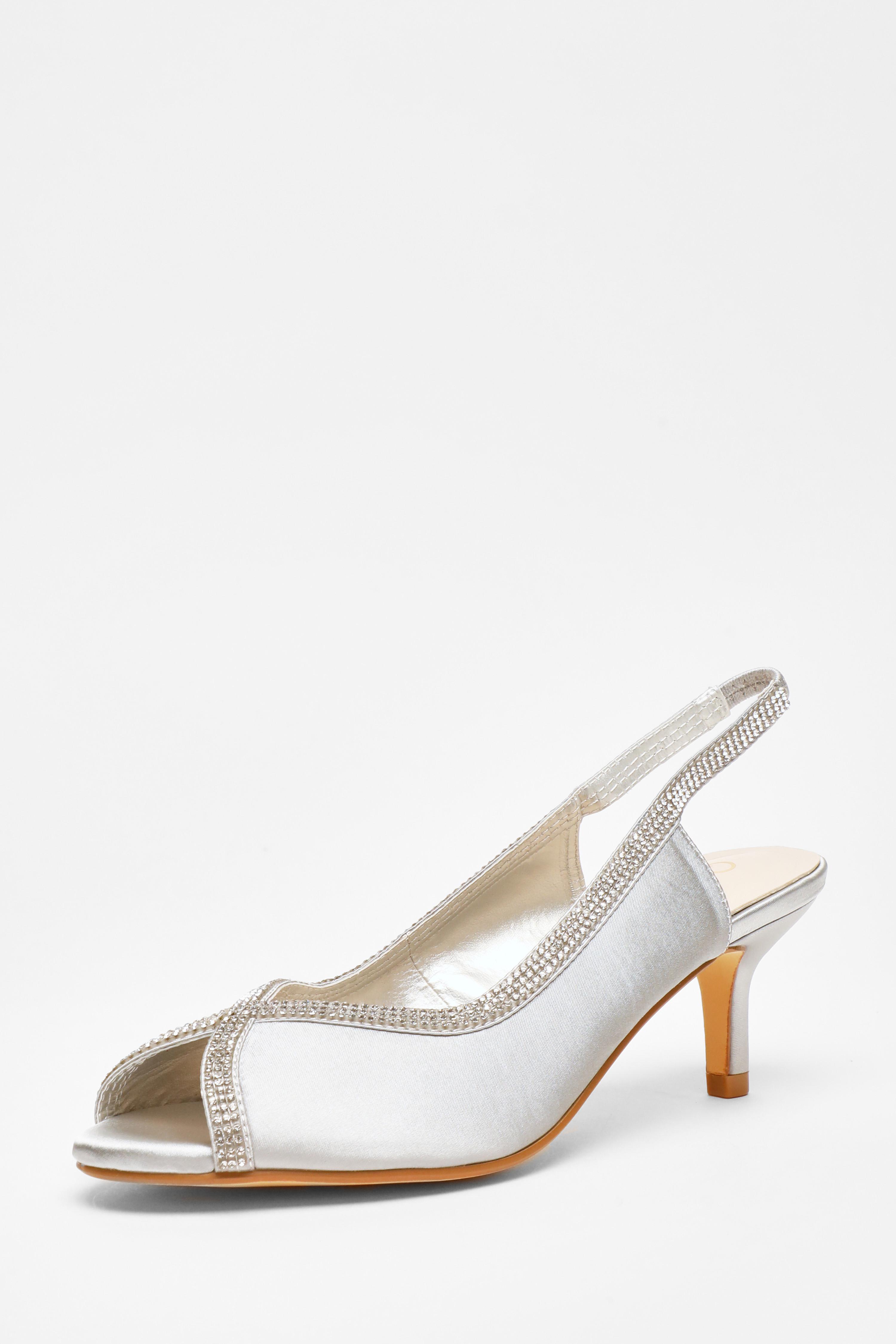 Silver shoes kitten heel wedding clearance