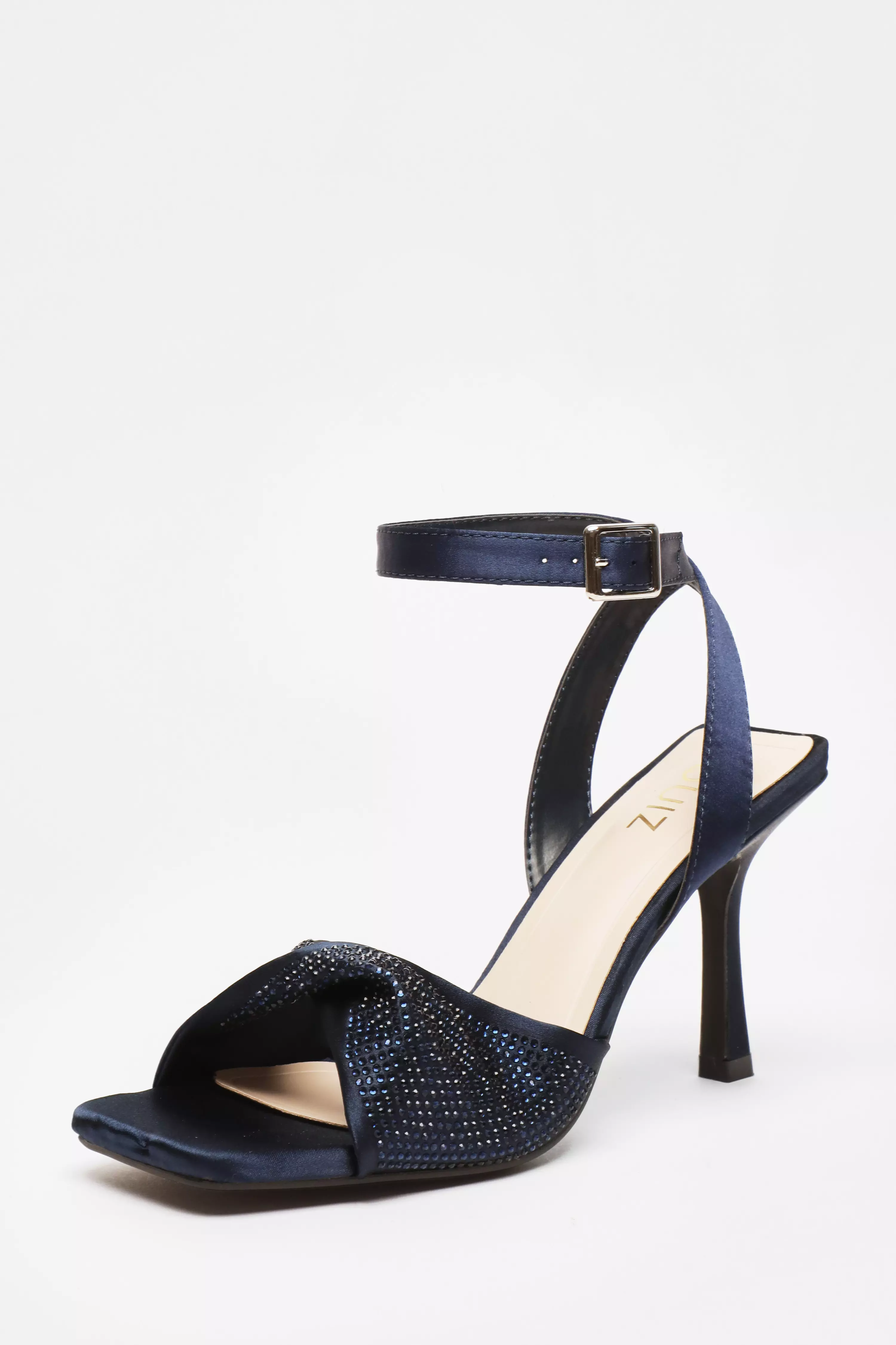 Navy Satin Floral Maxi Dress - QUIZ Clothing