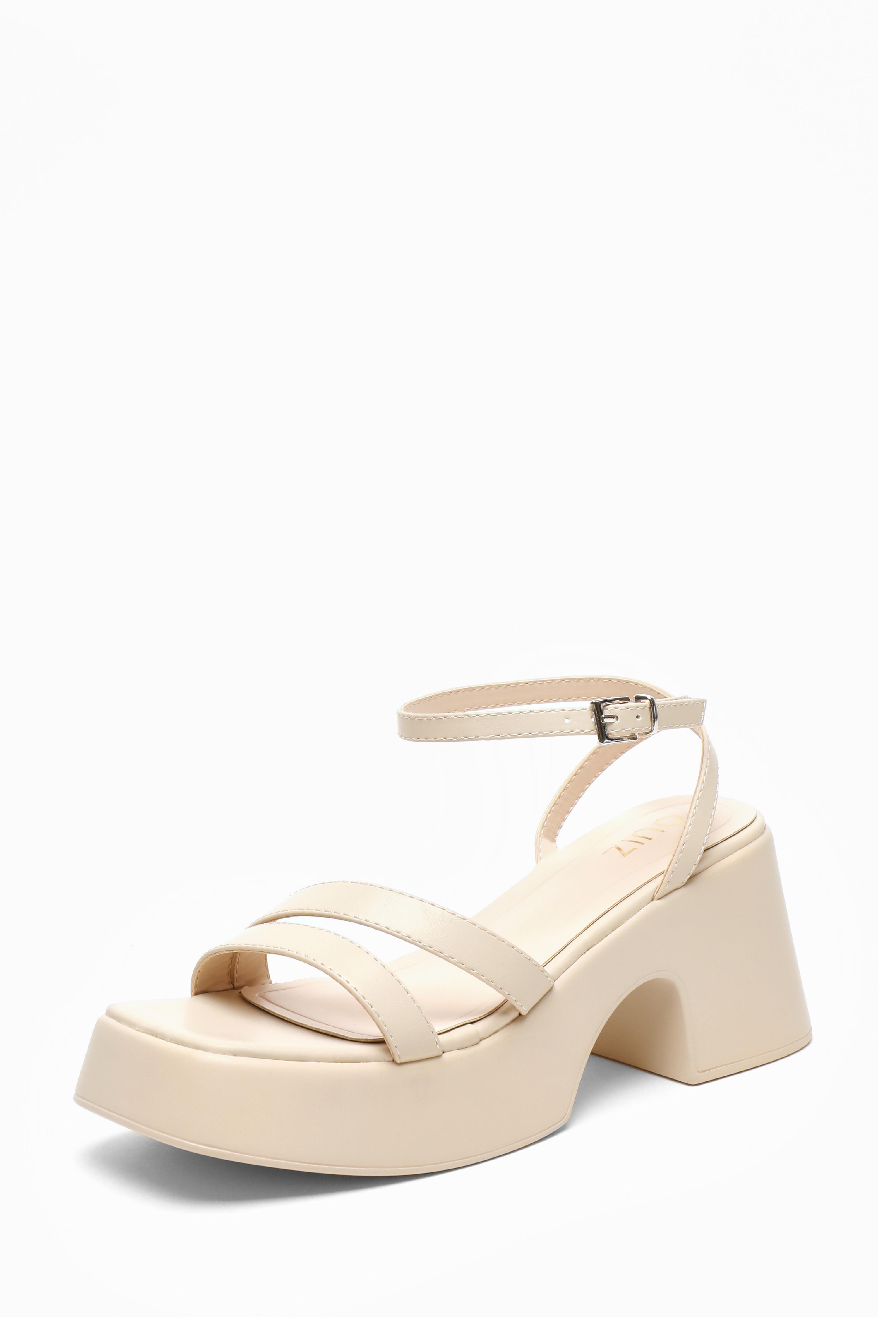 Nude Chunky Faux Leather Platform Sandals QUIZ Clothing