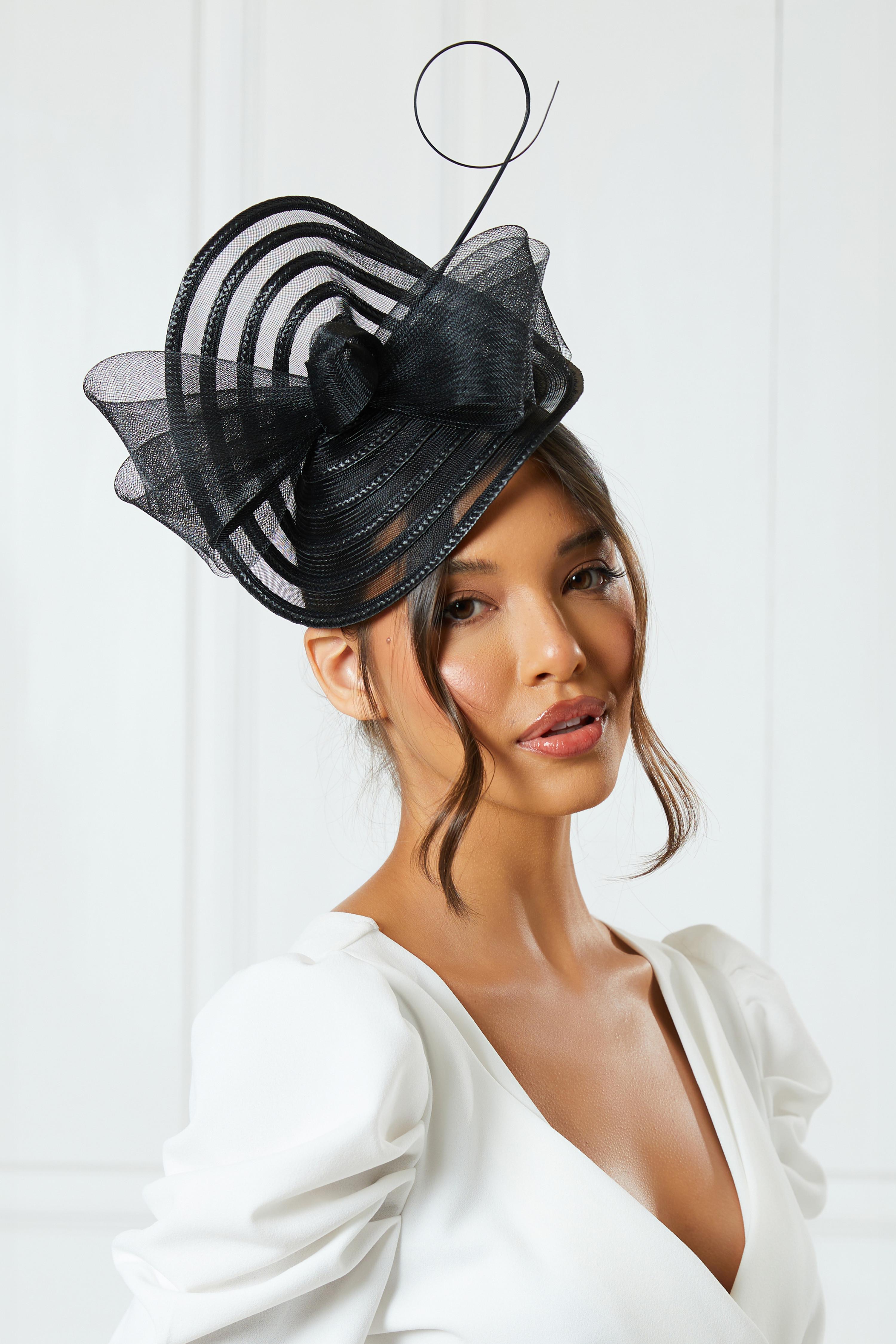 Black Bow Disk Headband Fascinator