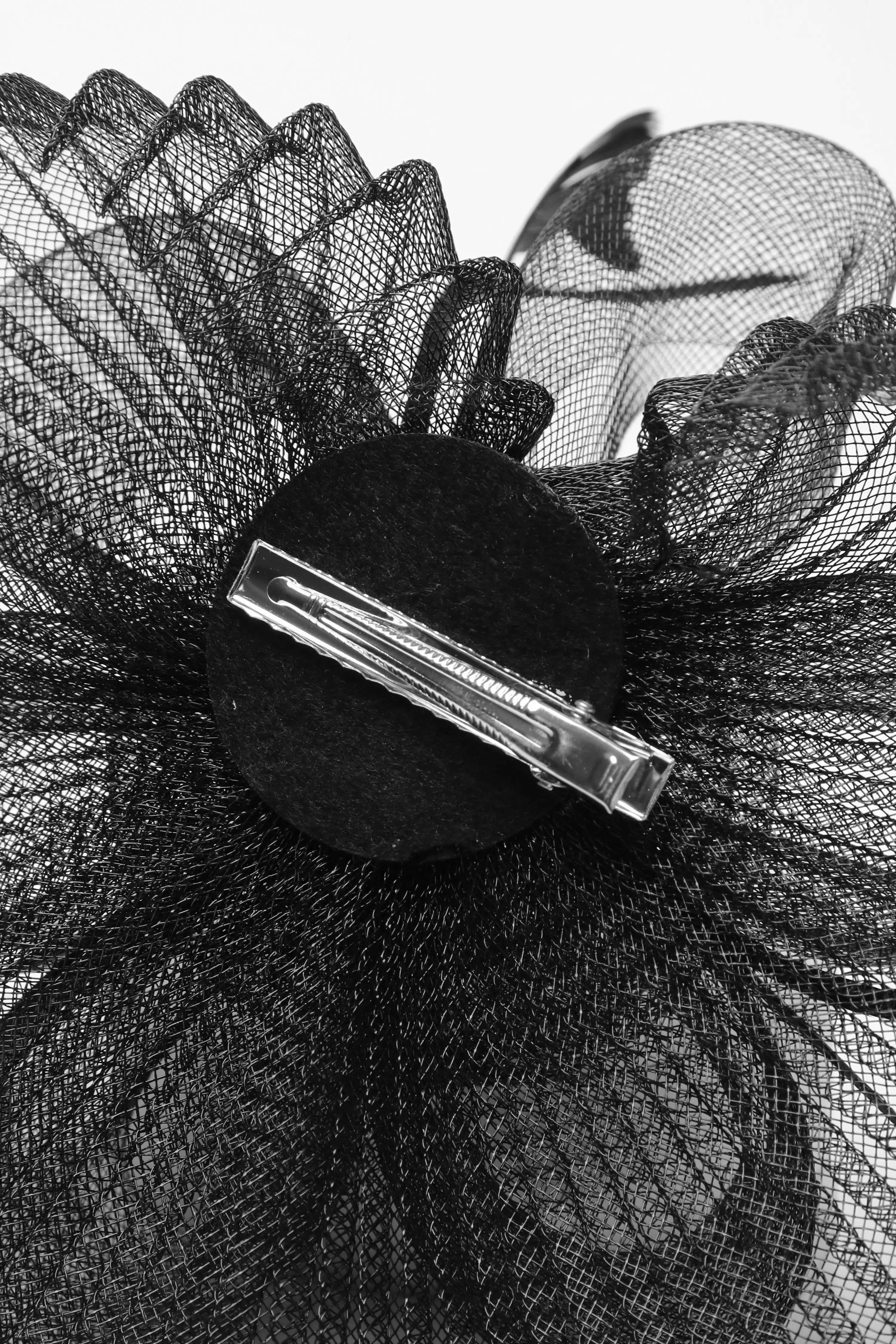 Black Pleated Flower Clip Fascinator QUIZ Clothing