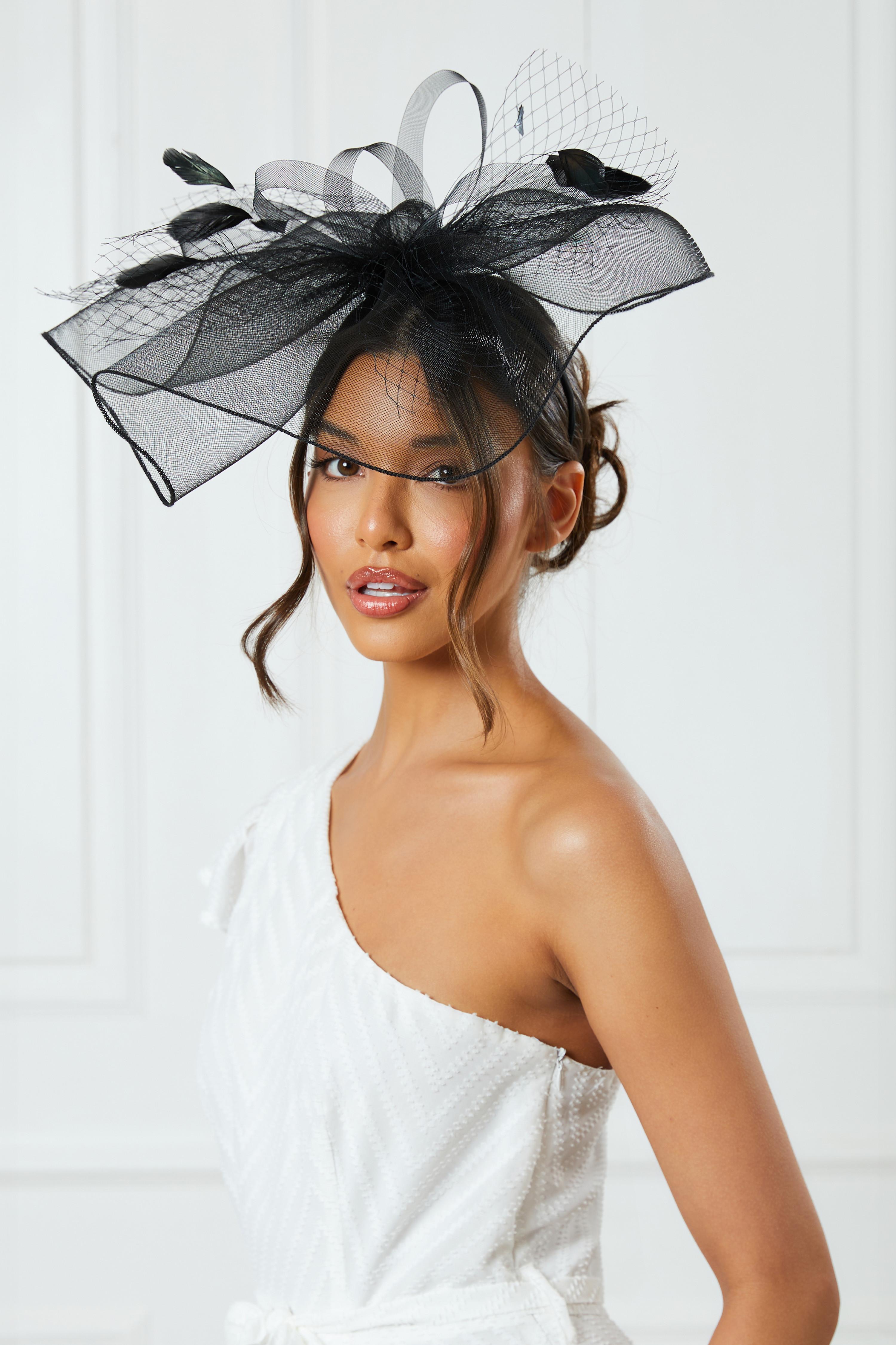 Black Large Net Headband Fascinator