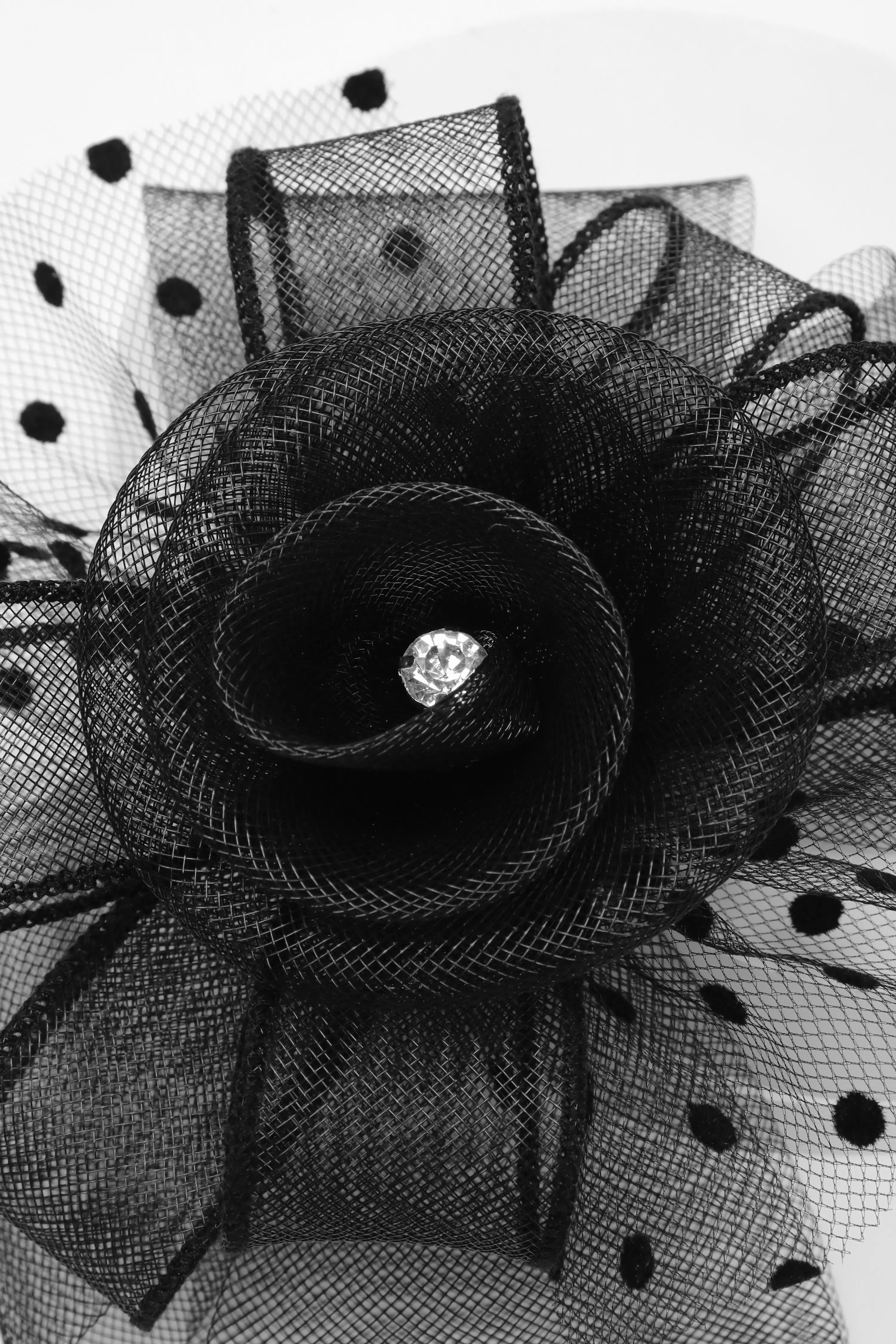 Black Polka Dot Clip Clip Fascinator QUIZ Clothing