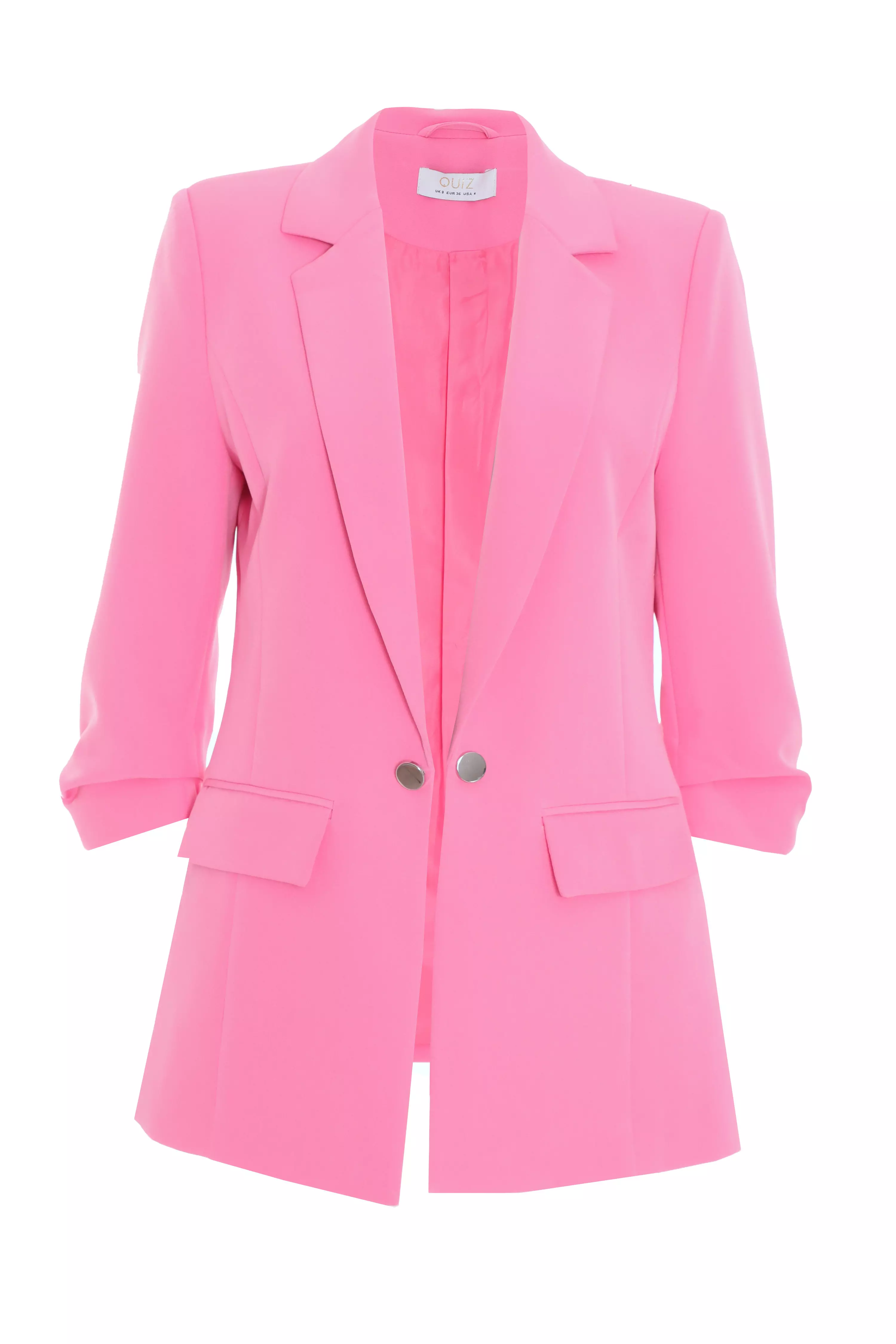 Petite Pink Ruched Tailored Blazer - QUIZ Clothing