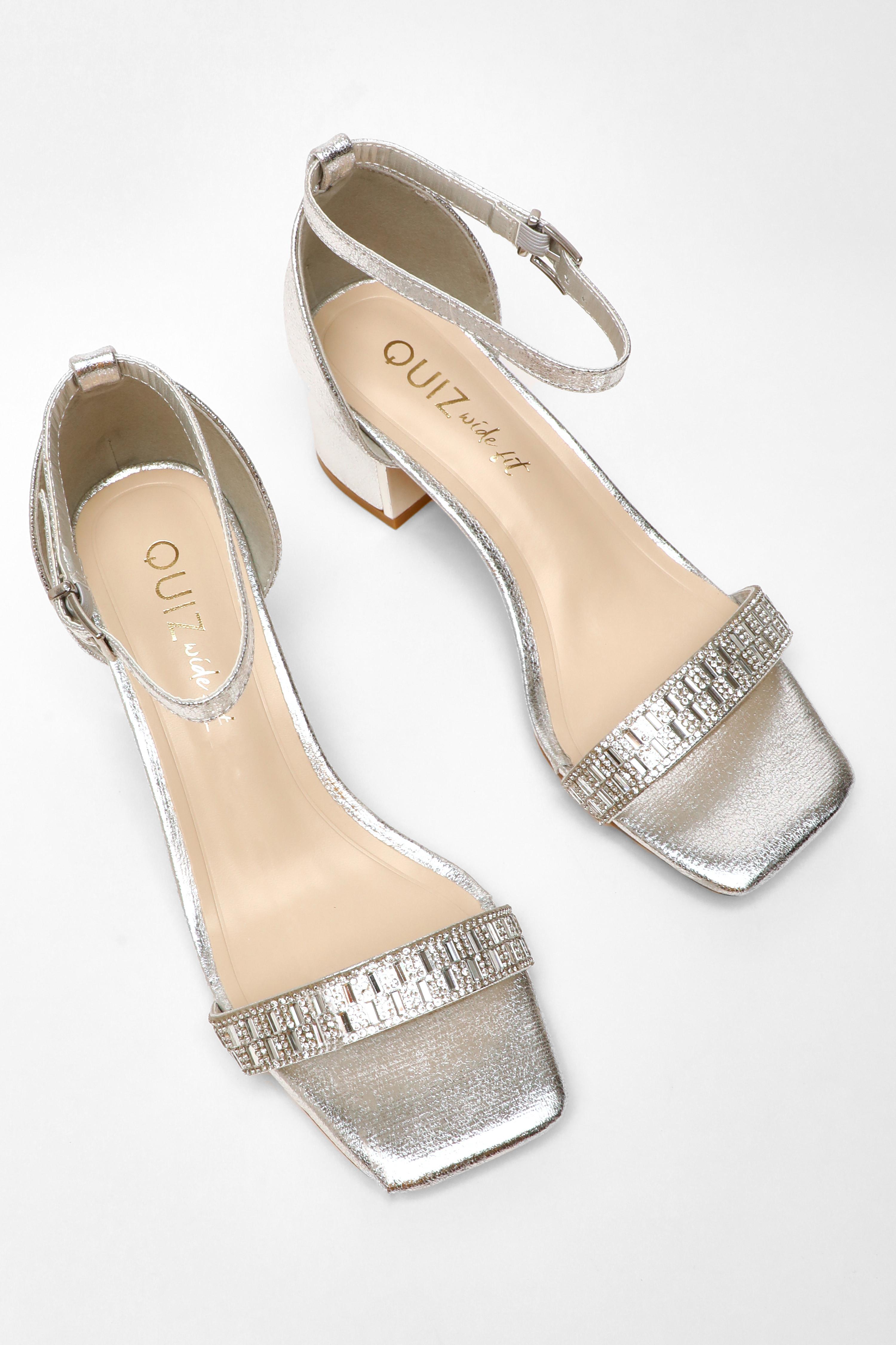 Silver kitten heel sandals wide fit online