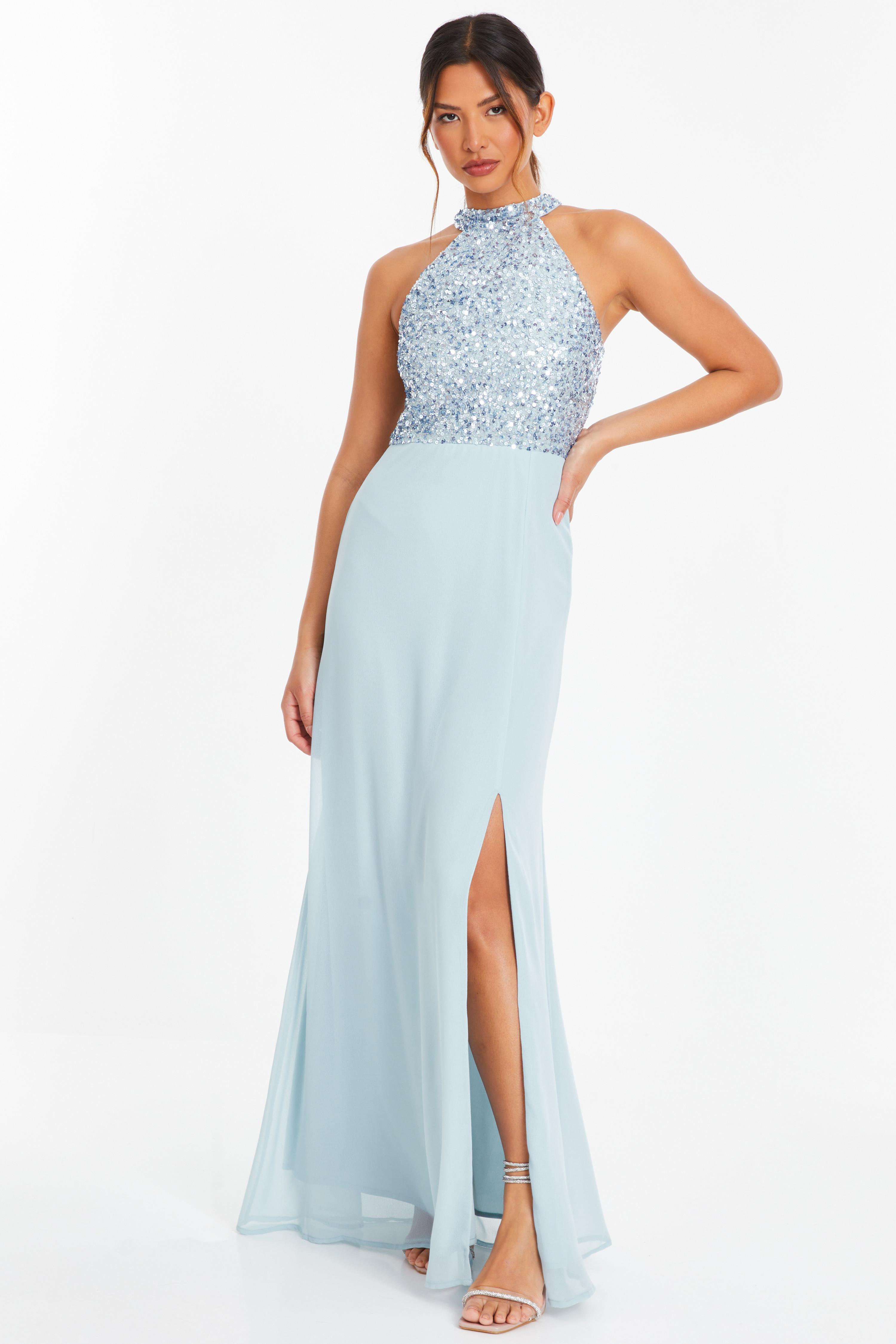 Baby blue chiffon maxi dress hotsell