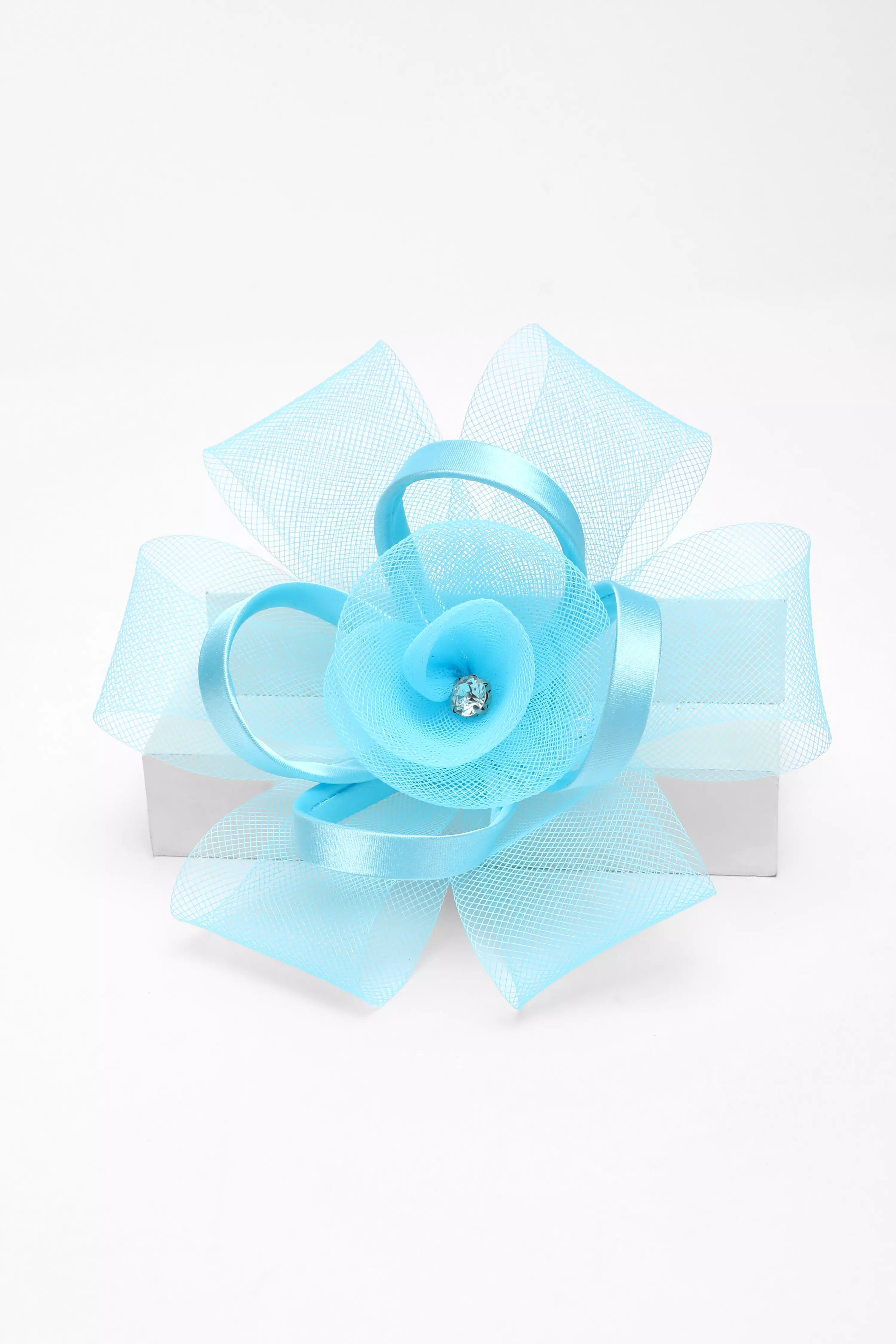 Blue Small Satin Loop Fascinator QUIZ Clothing