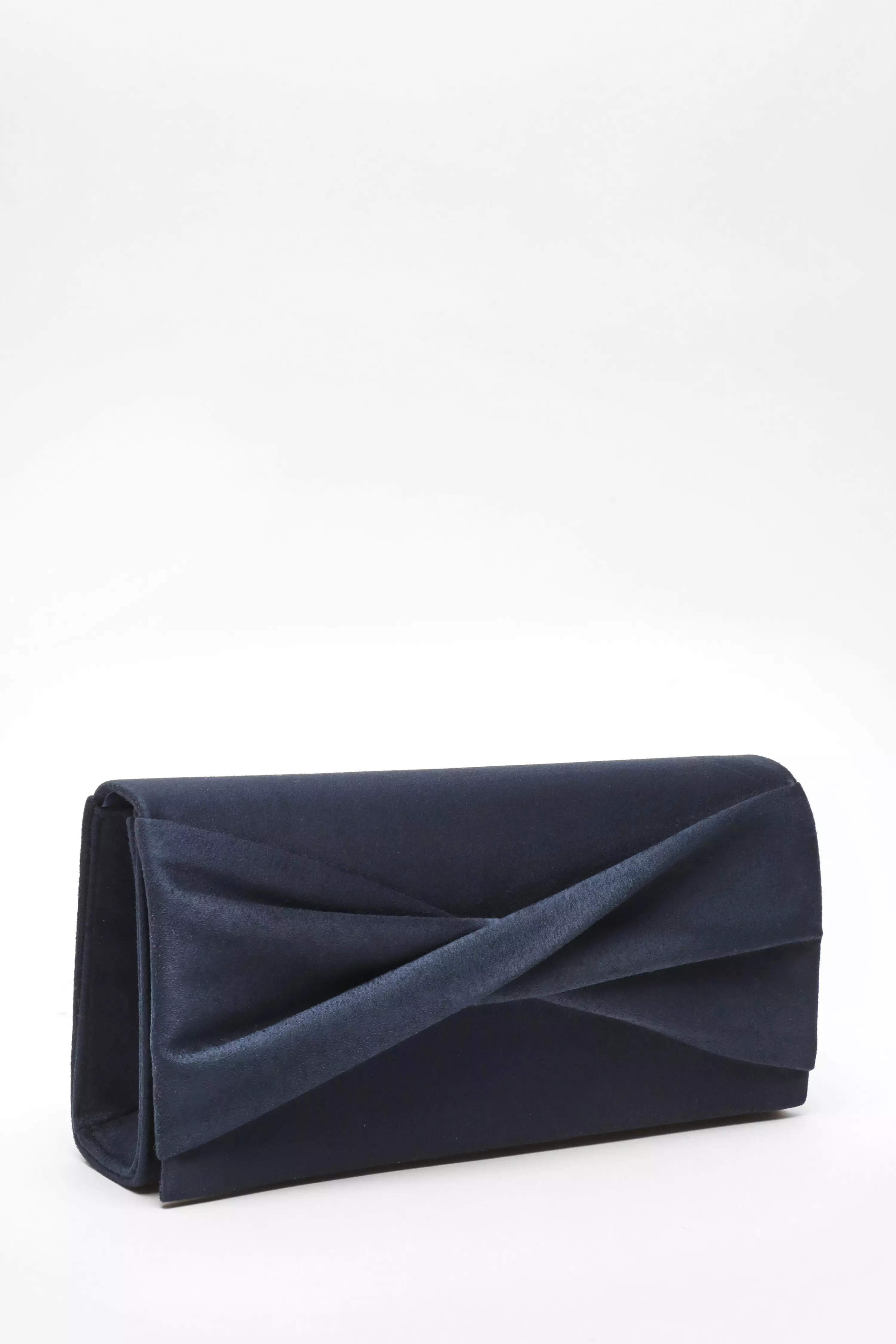 Navy Faux Suede Twist Clutch Bag QUIZ Clothing