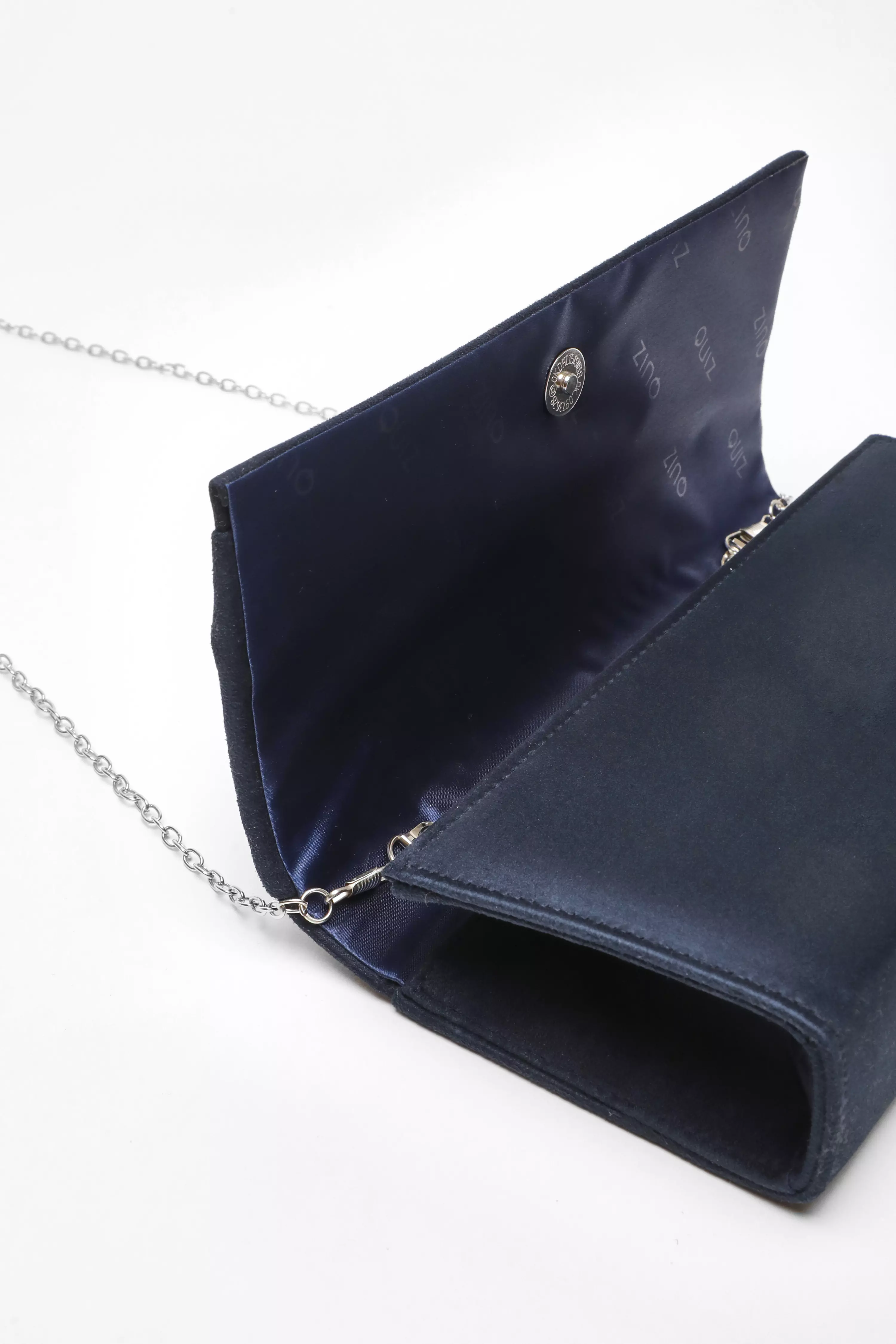 Navy Faux Suede Twist Clutch Bag QUIZ Clothing