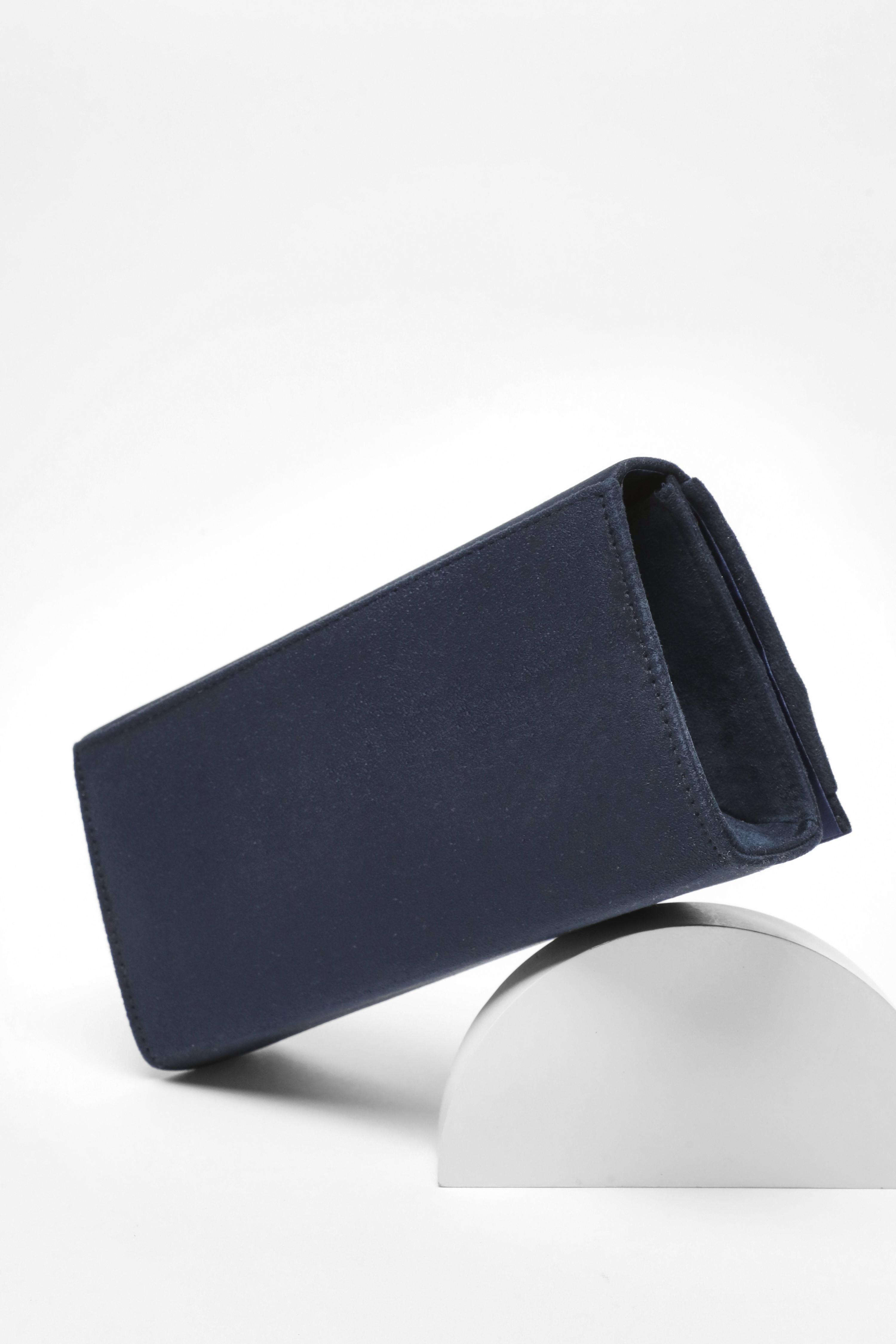 Navy Faux Suede Twist Clutch Bag QUIZ Clothing