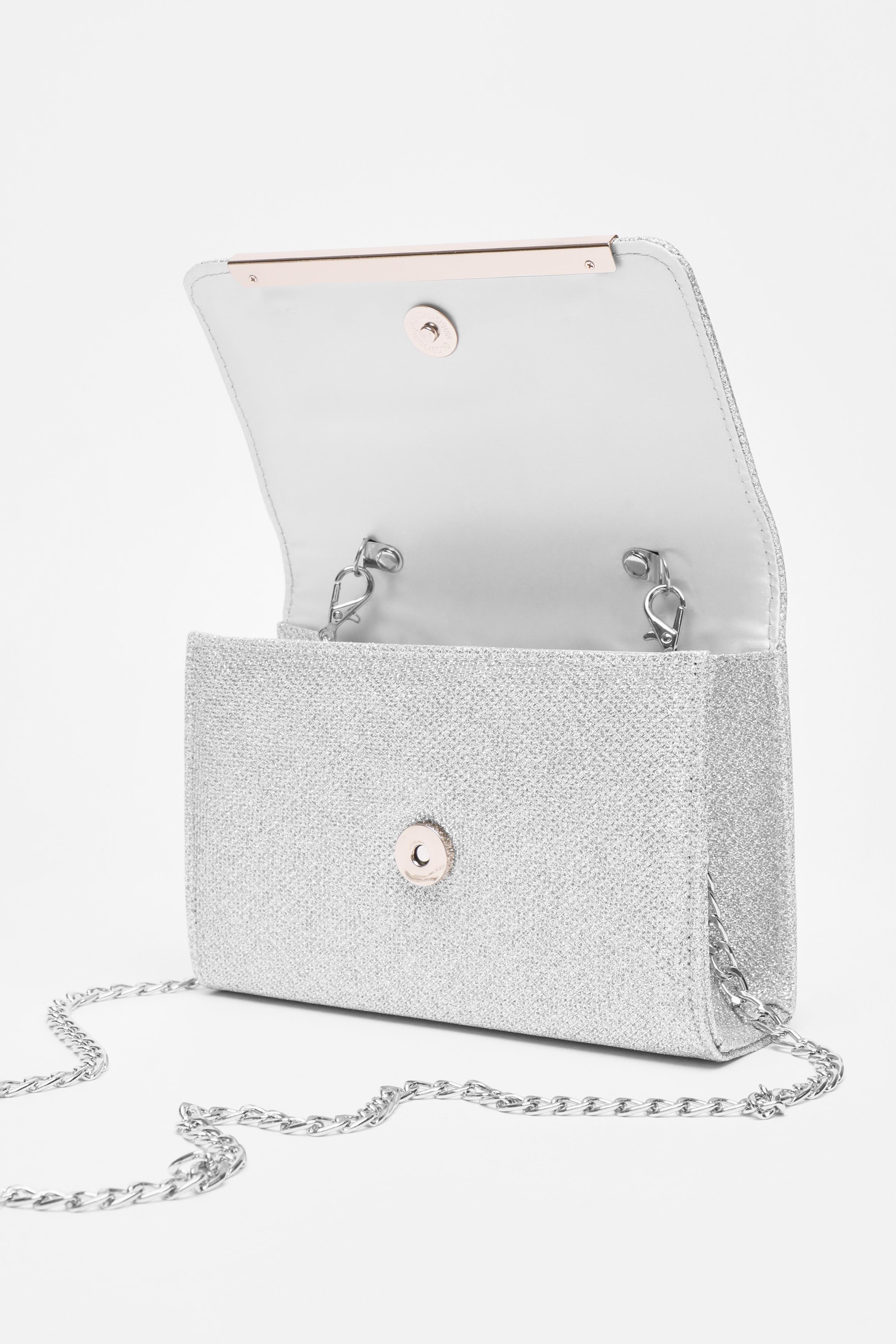 Silver Shimmer Cross Body Bag QUIZ Clothing