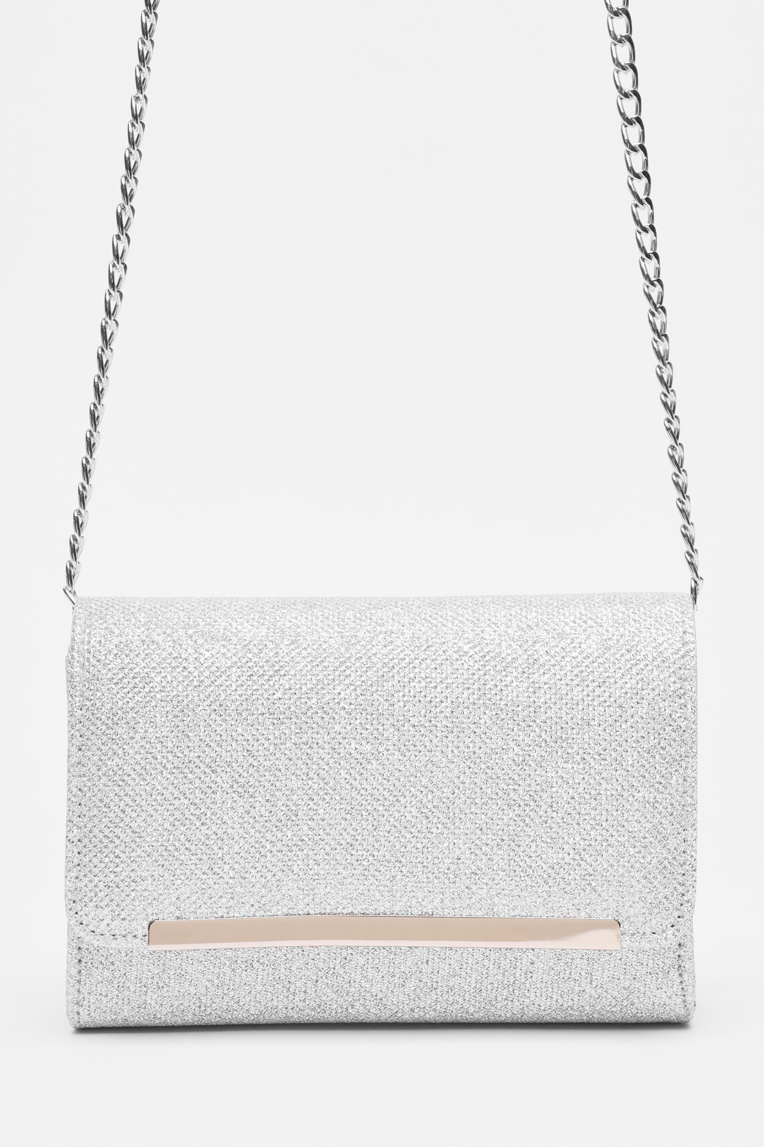 Silver Shimmer Cross Body Bag QUIZ Clothing