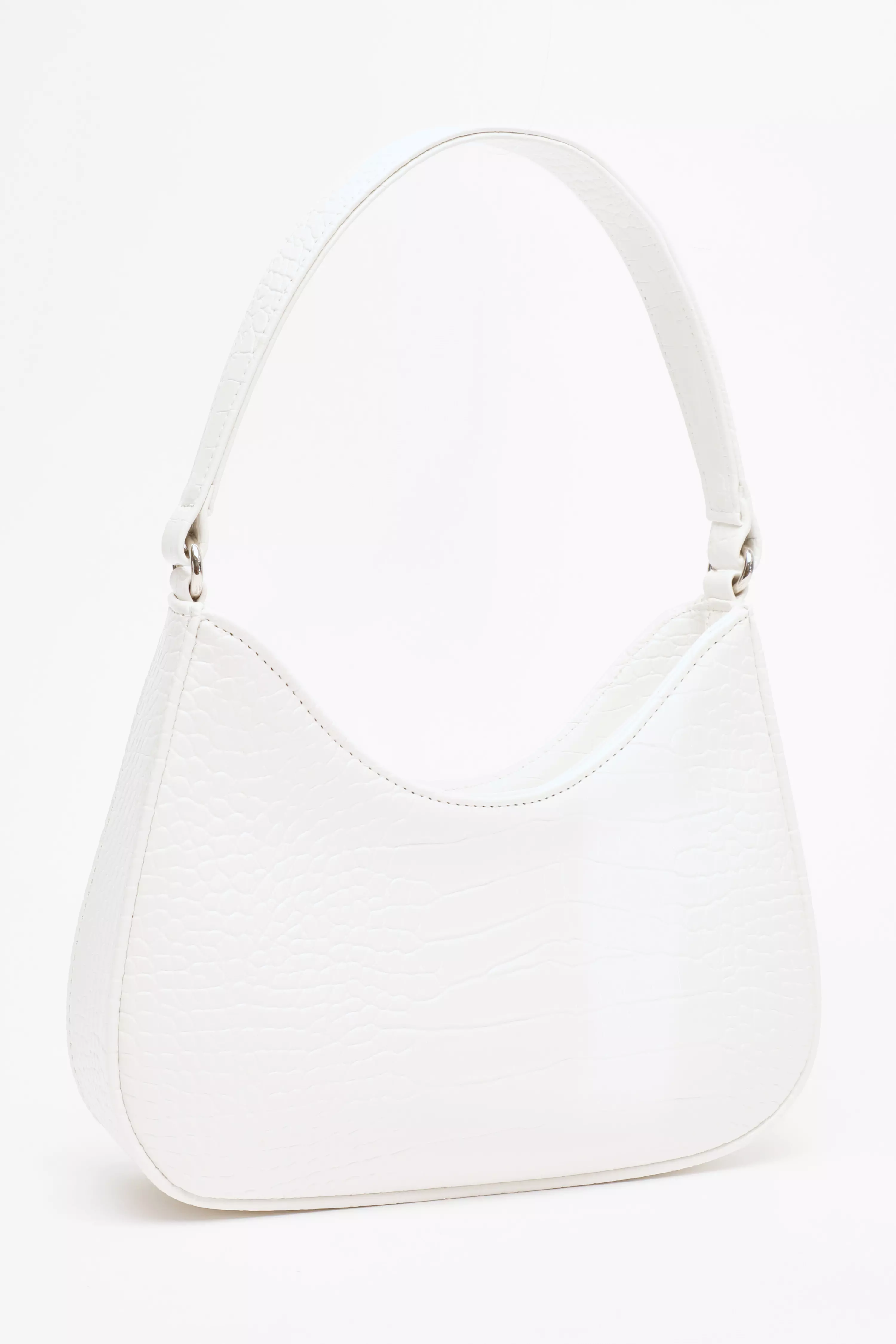 White Croc Faux Leather Shoulder Bag QUIZ Clothing