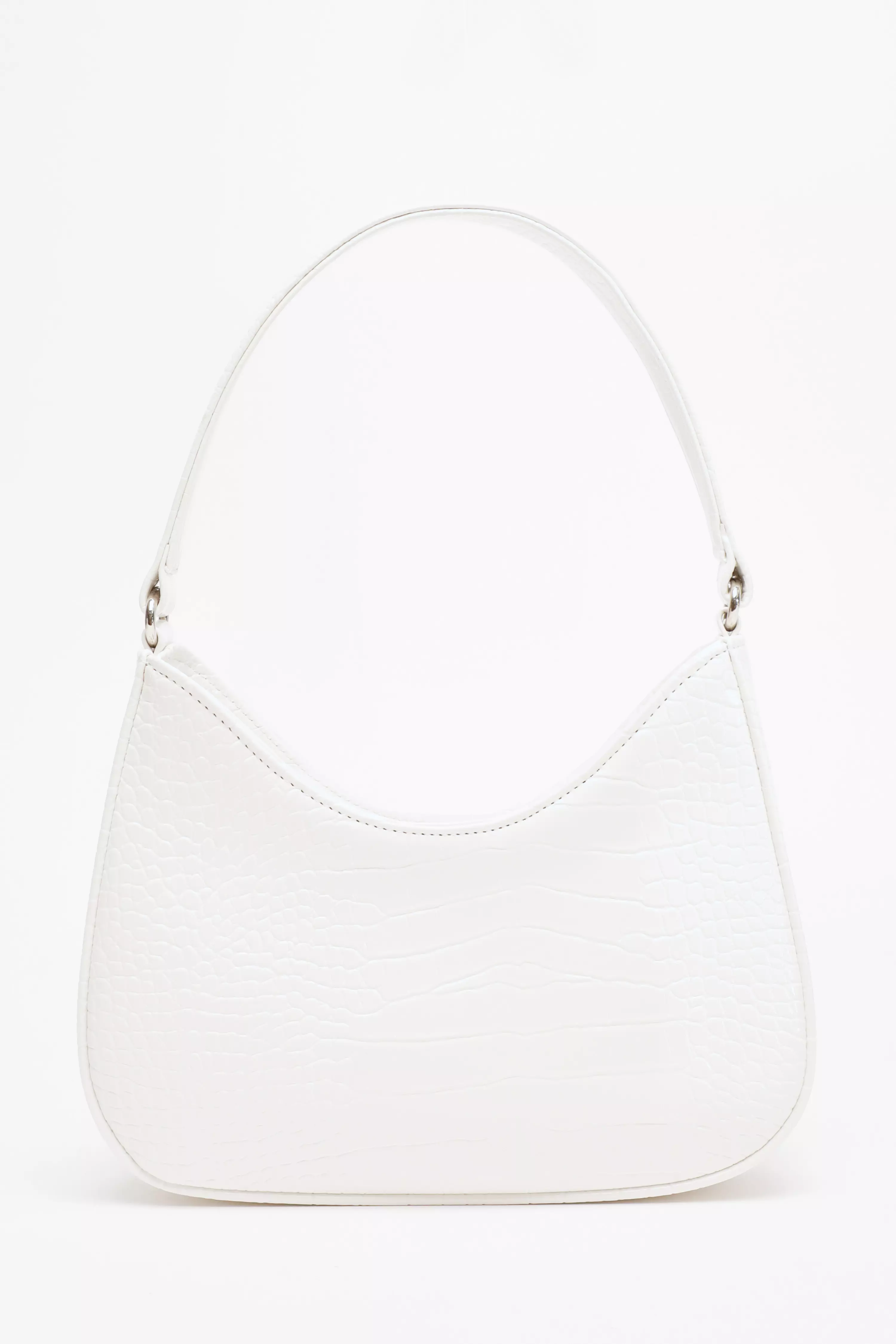 White Croc Faux Leather Shoulder Bag QUIZ Clothing