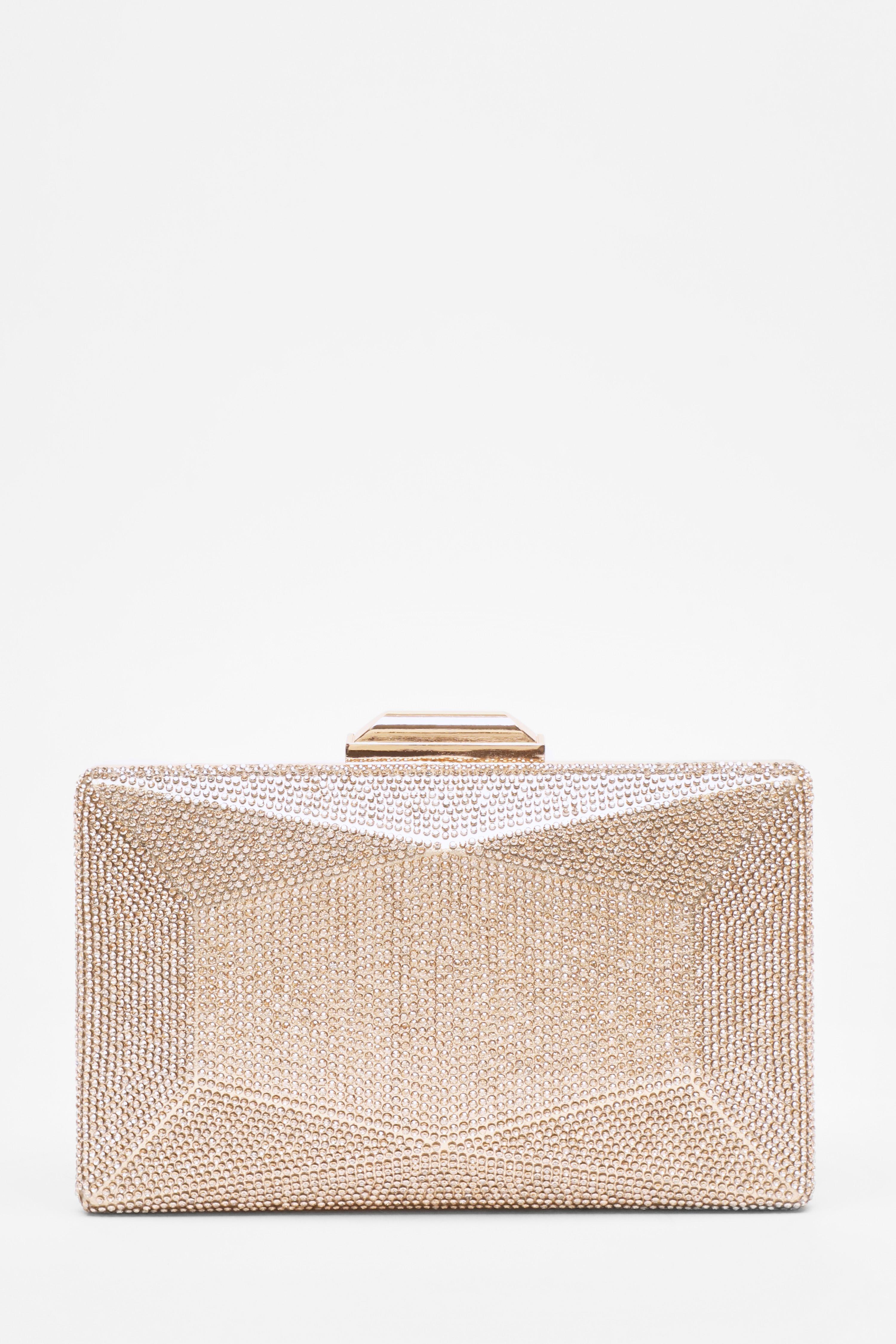 Gold Diamante Geometric Box Bag QUIZ Clothing