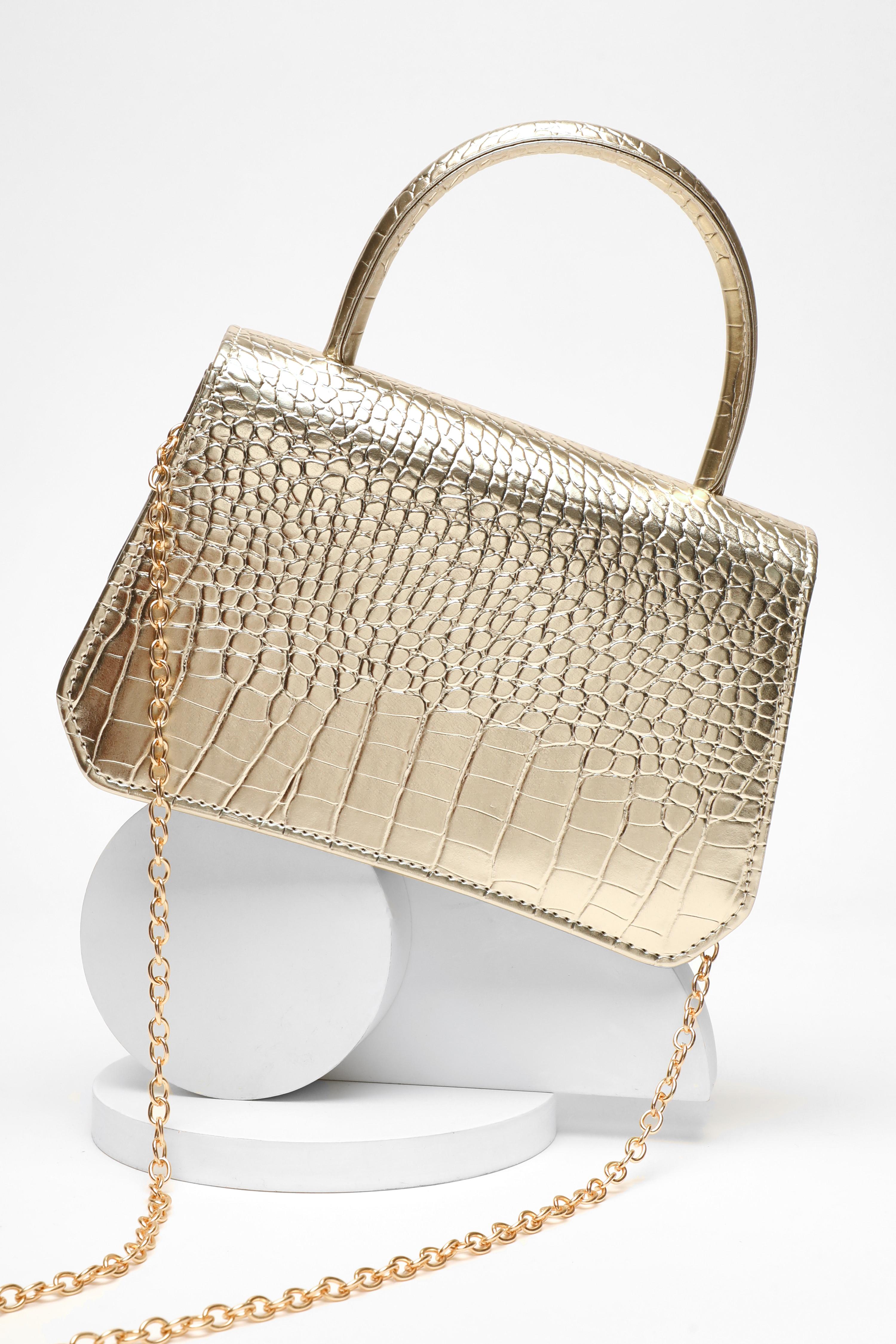 Gold croc bag hotsell