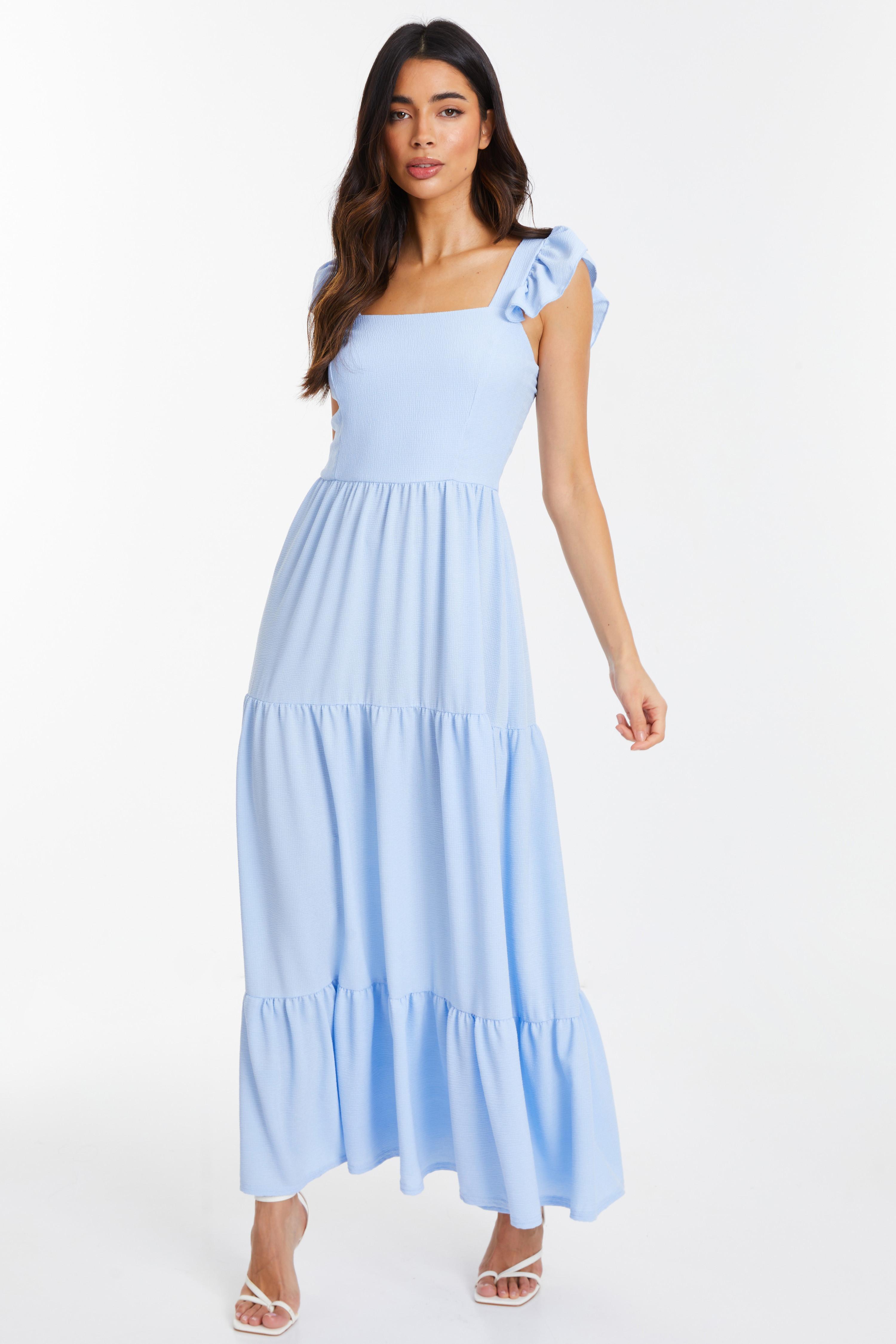 Light Blue Tiered Maxi Dress