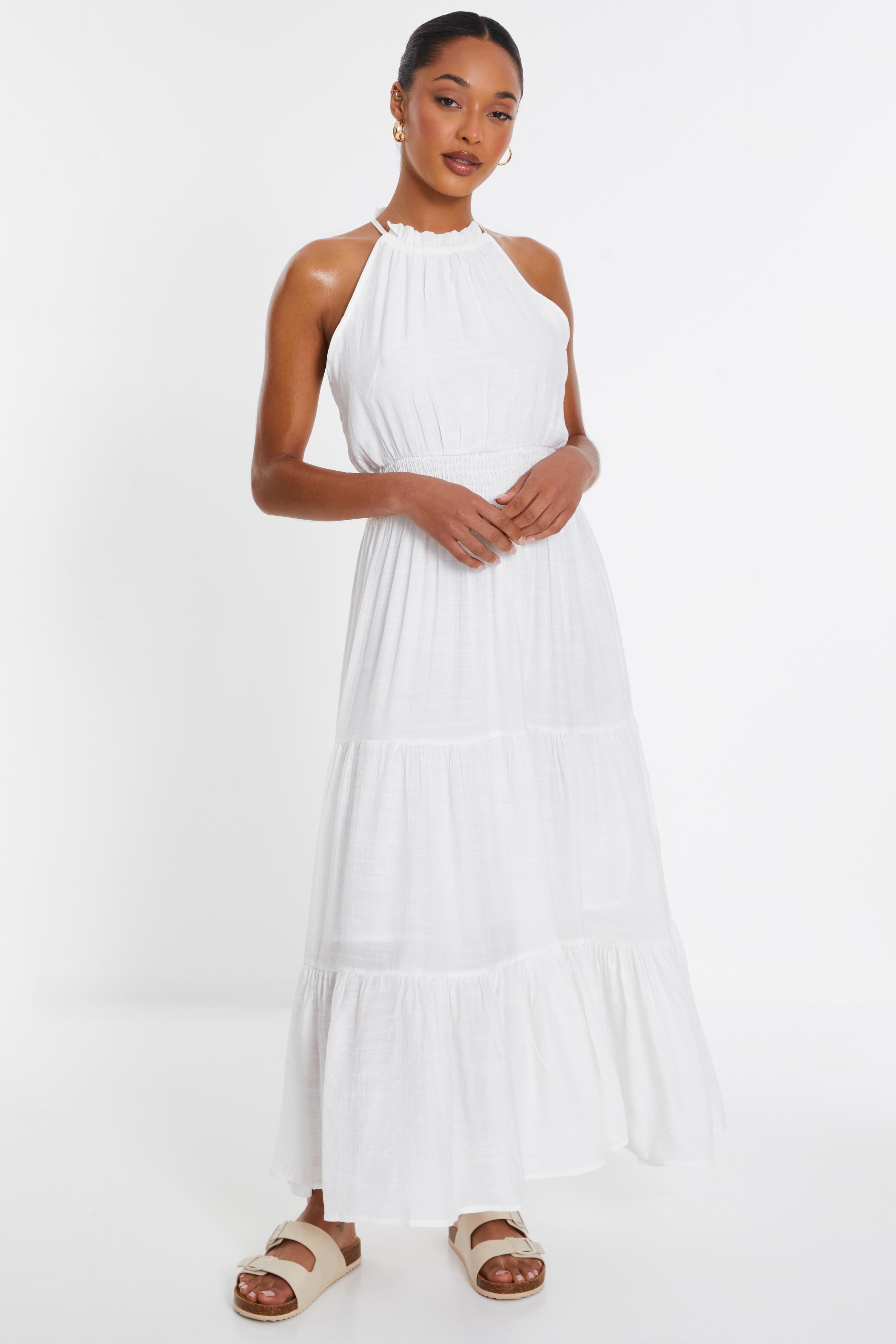 White Halter Neck Maxi Dress QUIZ Clothing