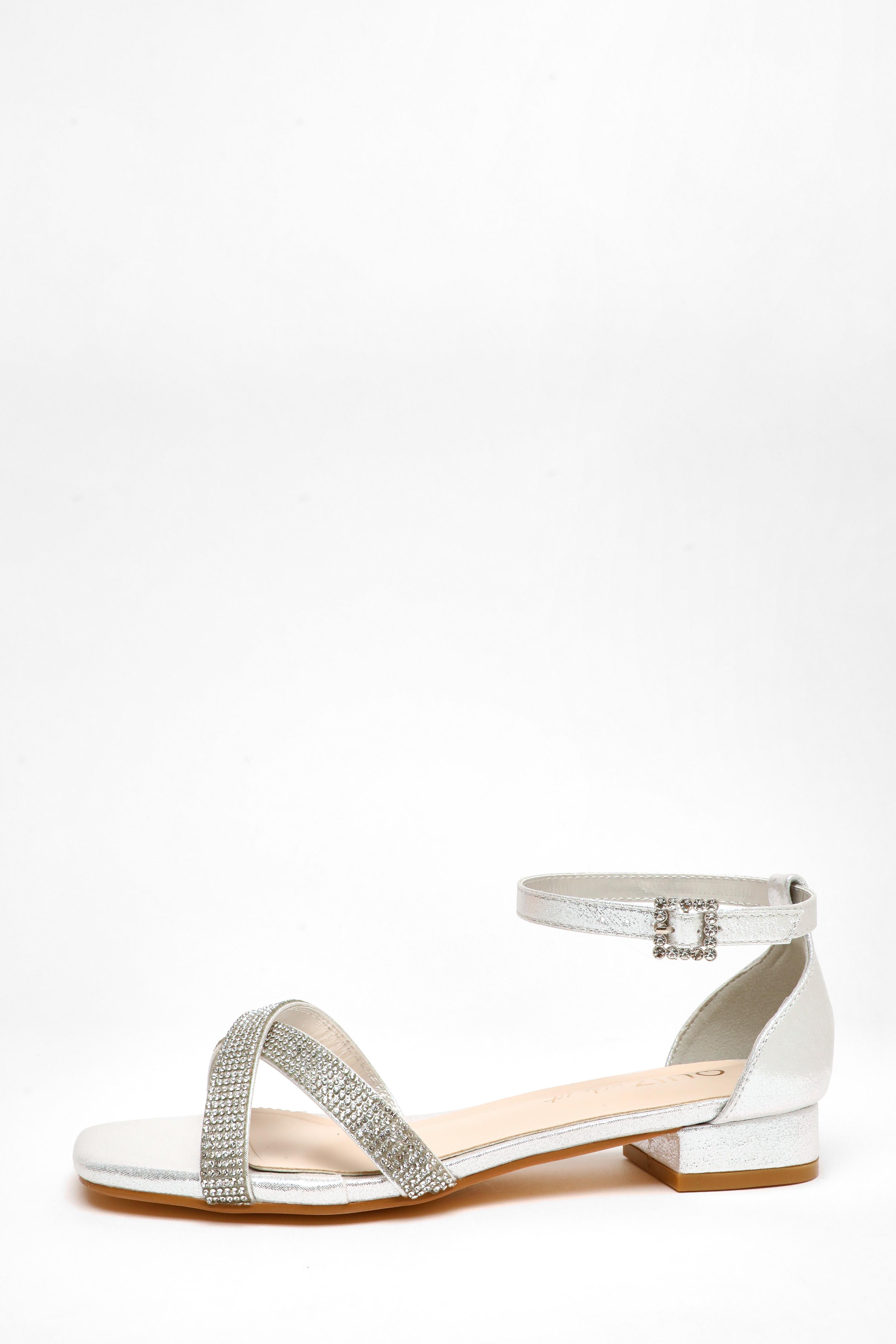 Silver diamante flat sandals hot sale