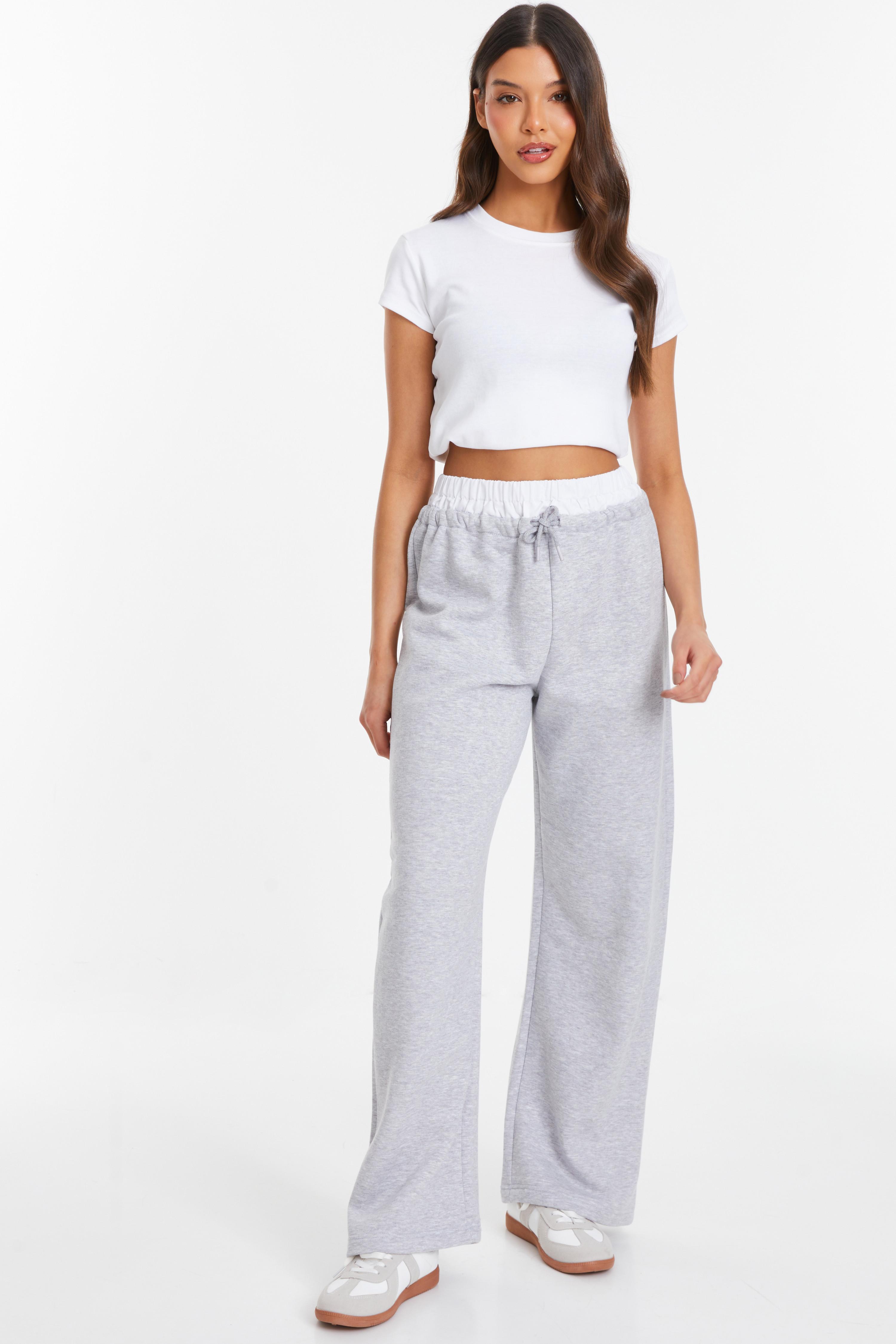 Womens high waisted grey joggers sales