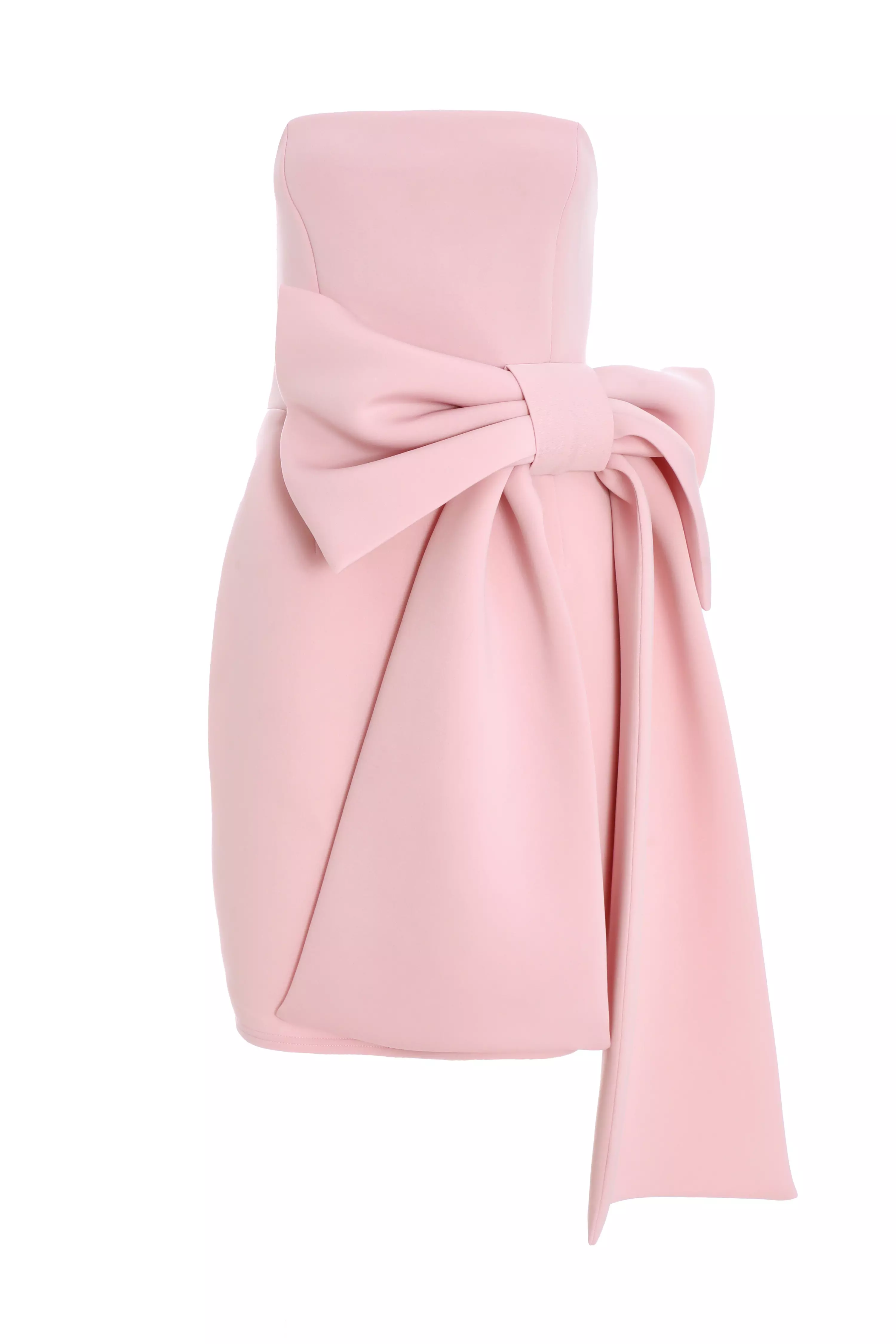 Pink Bow Strapless Bodycon Dress QUIZ Clothing