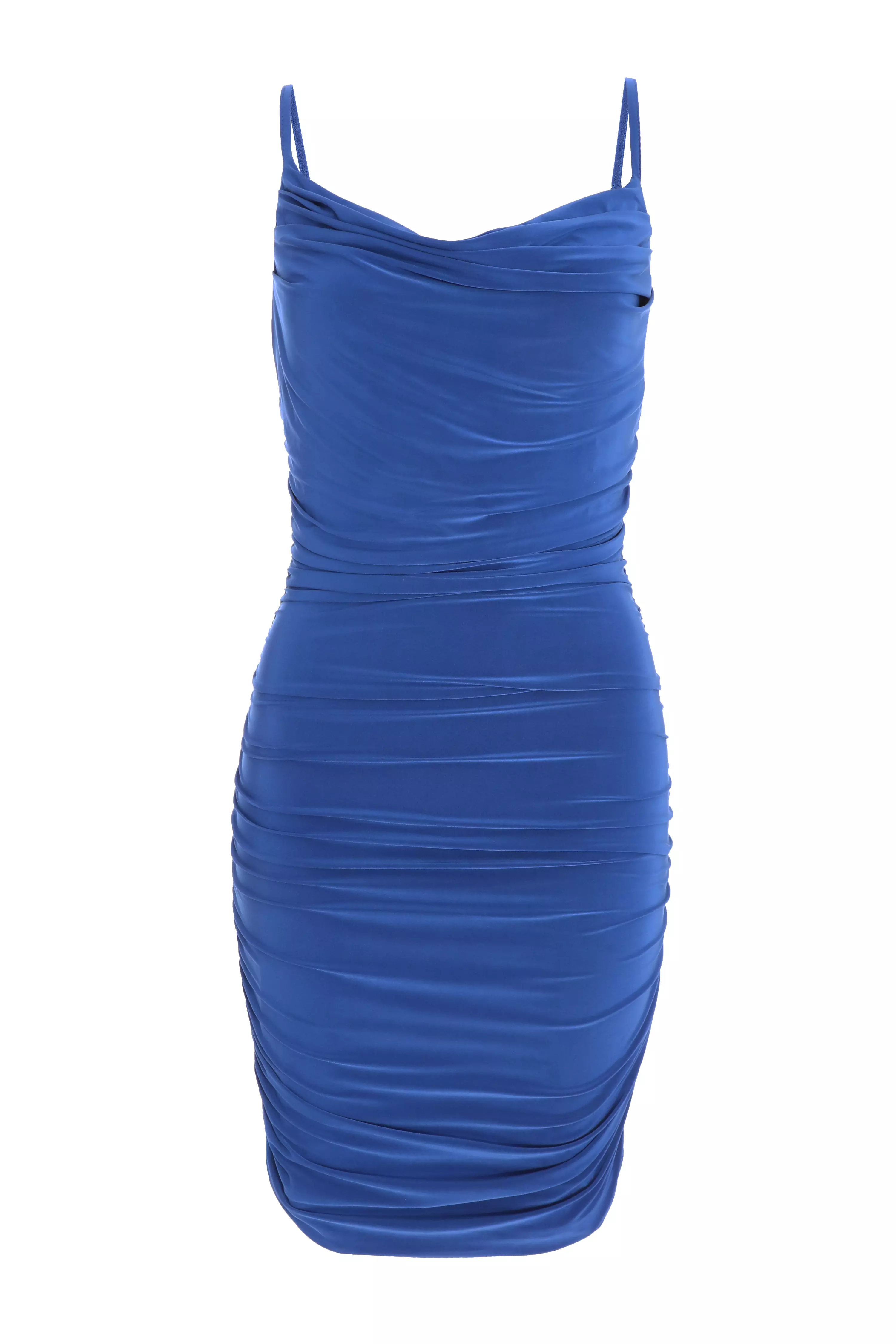 Blue Ruched Bodycon Mini Dress QUIZ Clothing