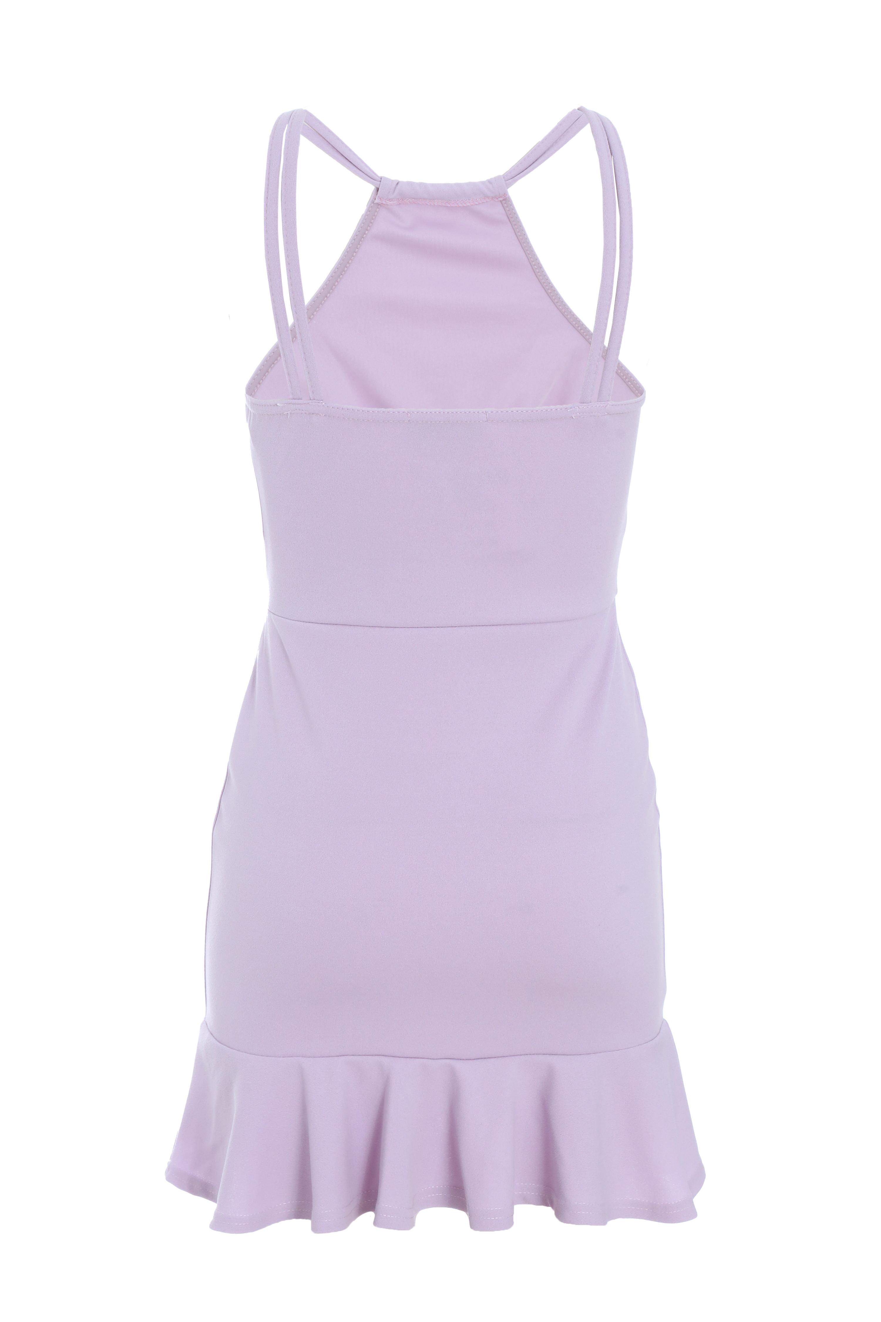 Petite Lilac Bodycon Frill Hem Mini Dress