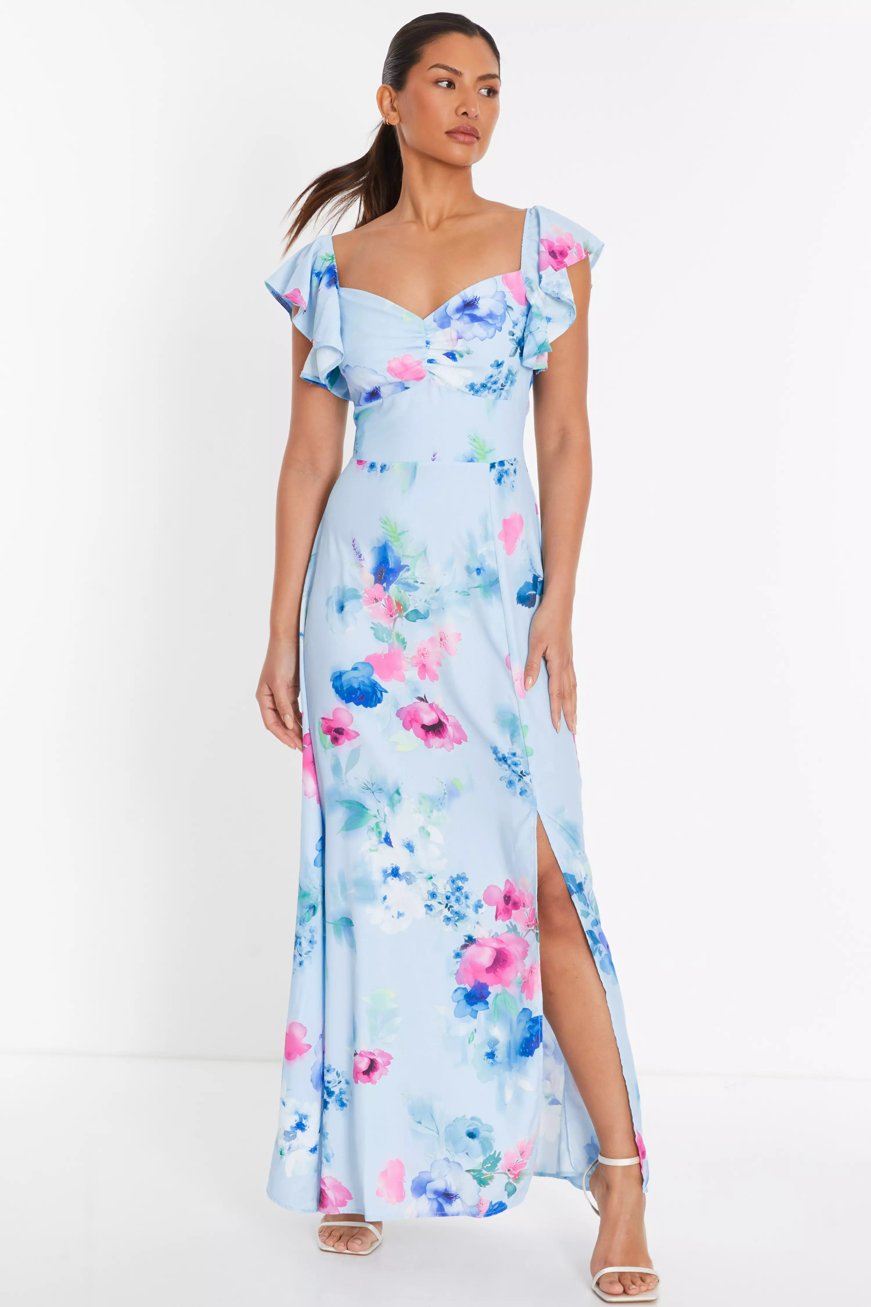 Blue Floral Maxi Dress QUIZ Clothing