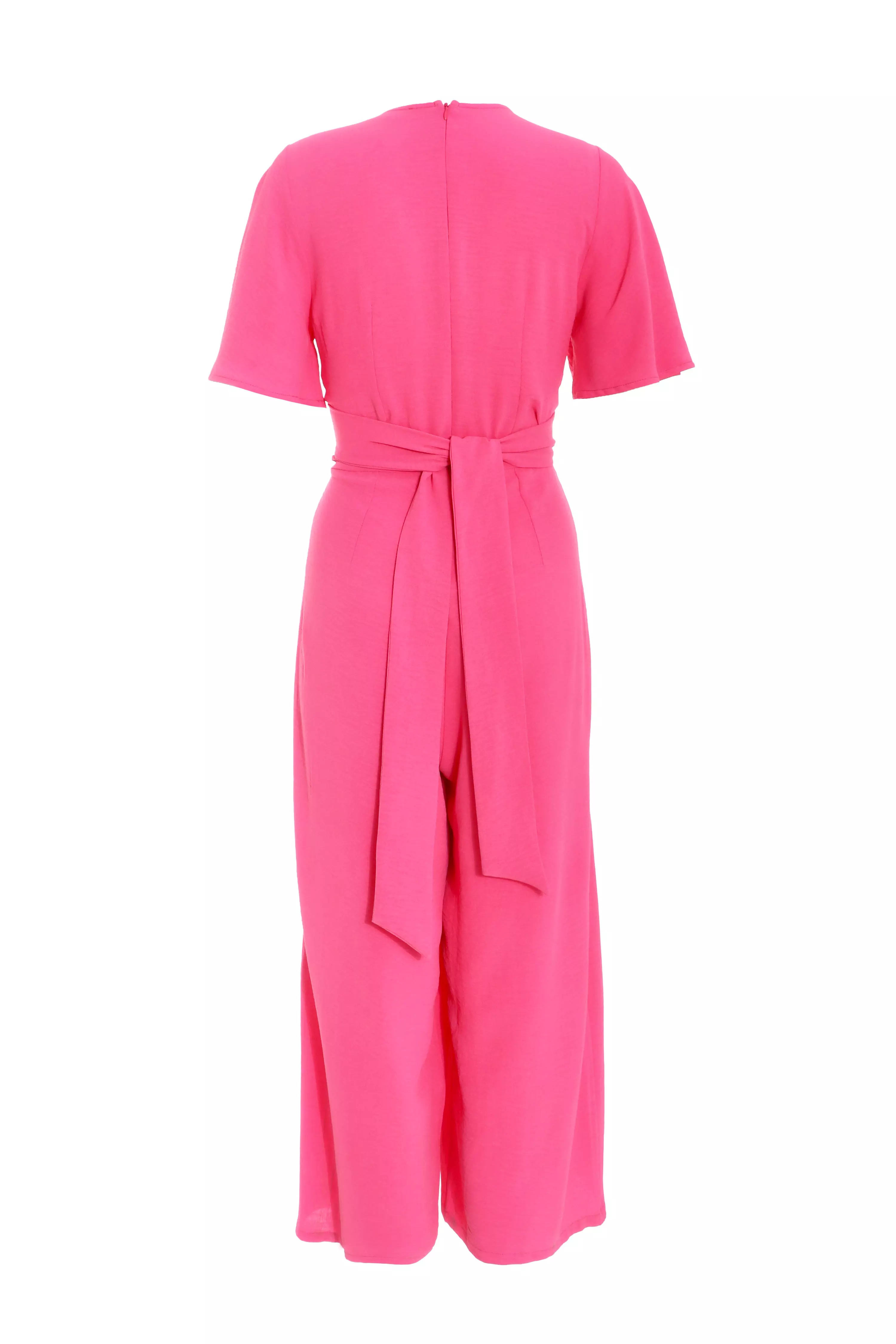 Pink Wrap Front Culotte Jumpsuit QUIZ Clothing