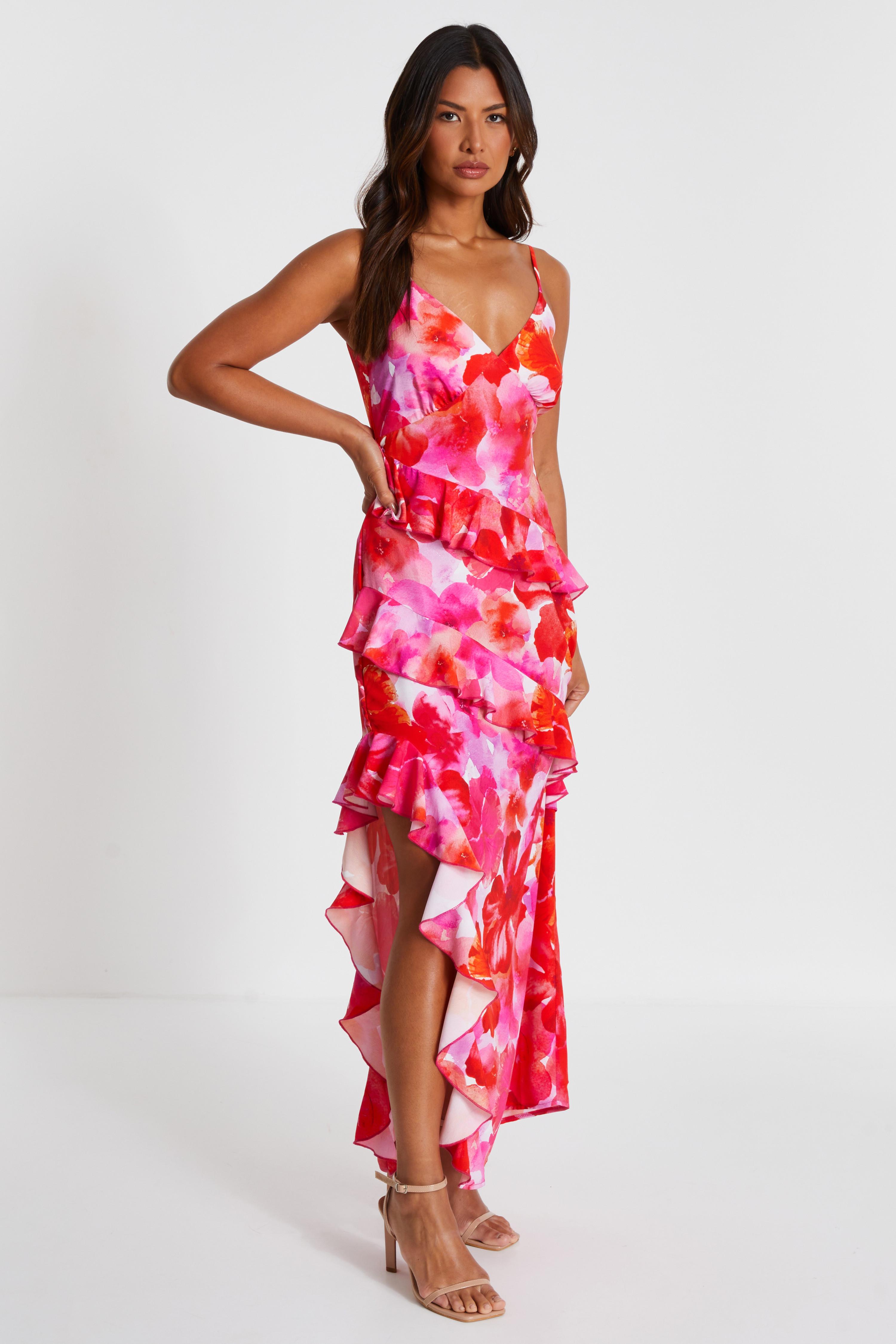 Quiz floral maxi dress hotsell