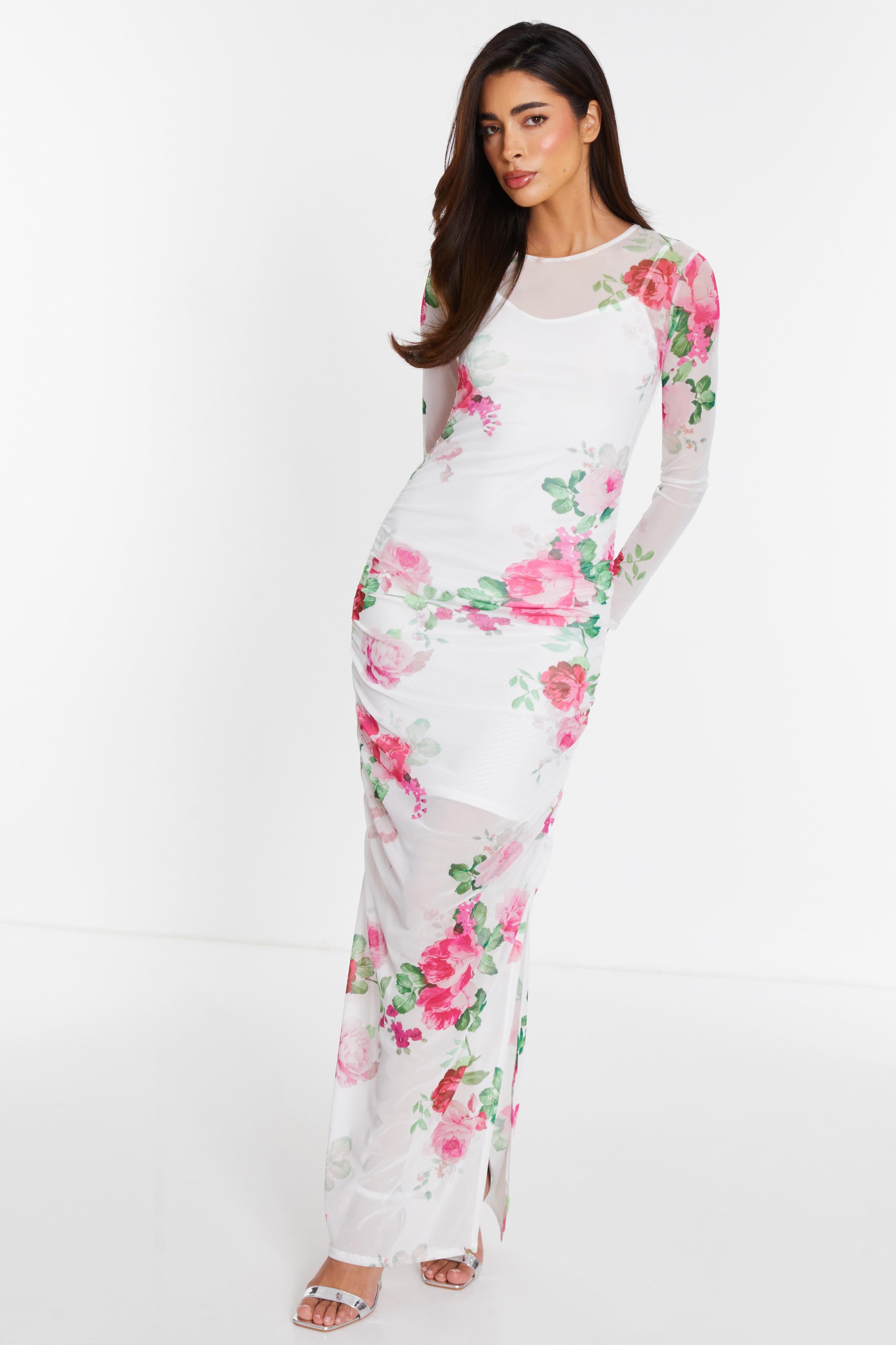 Floral bodycon maxi dress deals