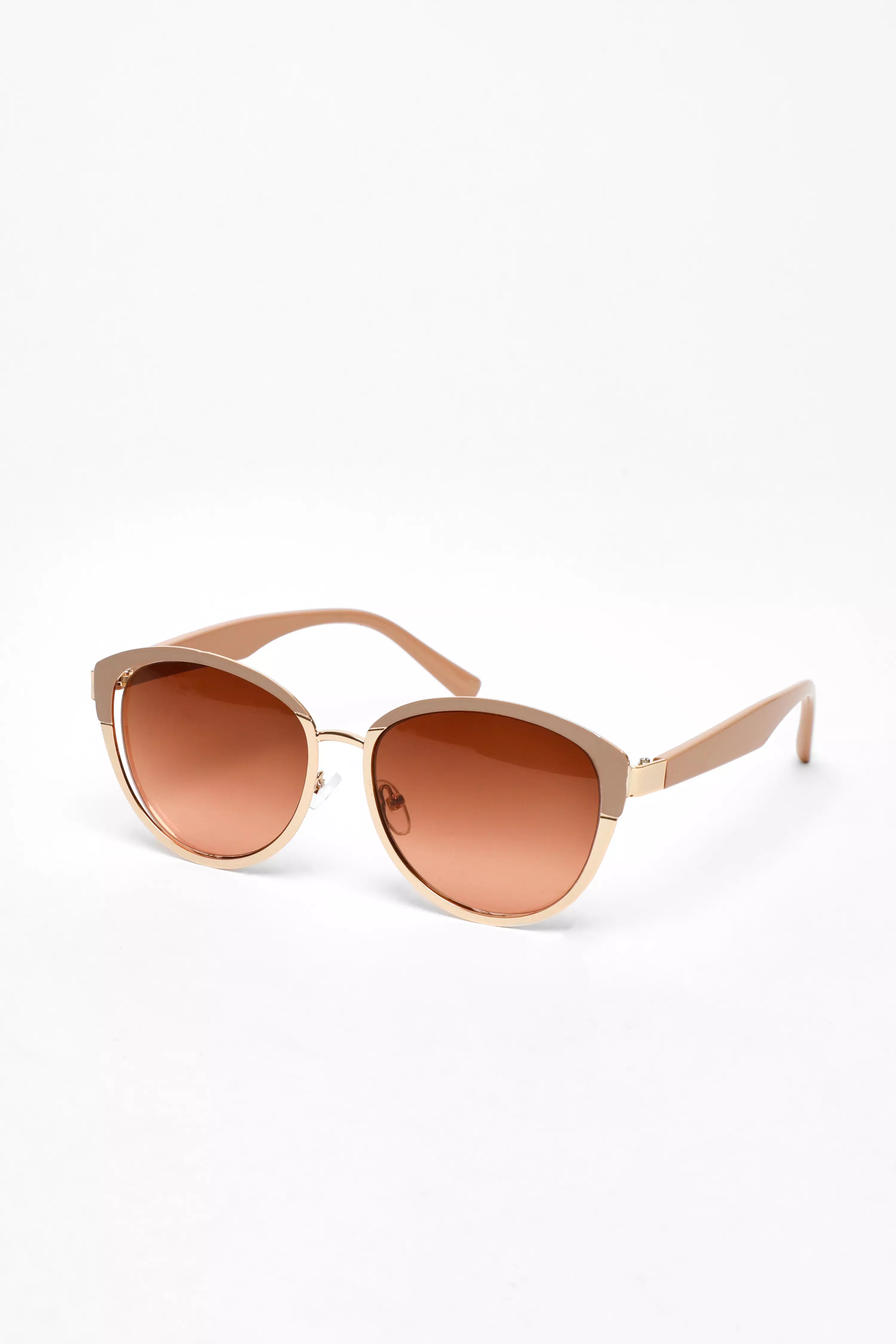 Nude Round Sunglasses QUIZ Clothing