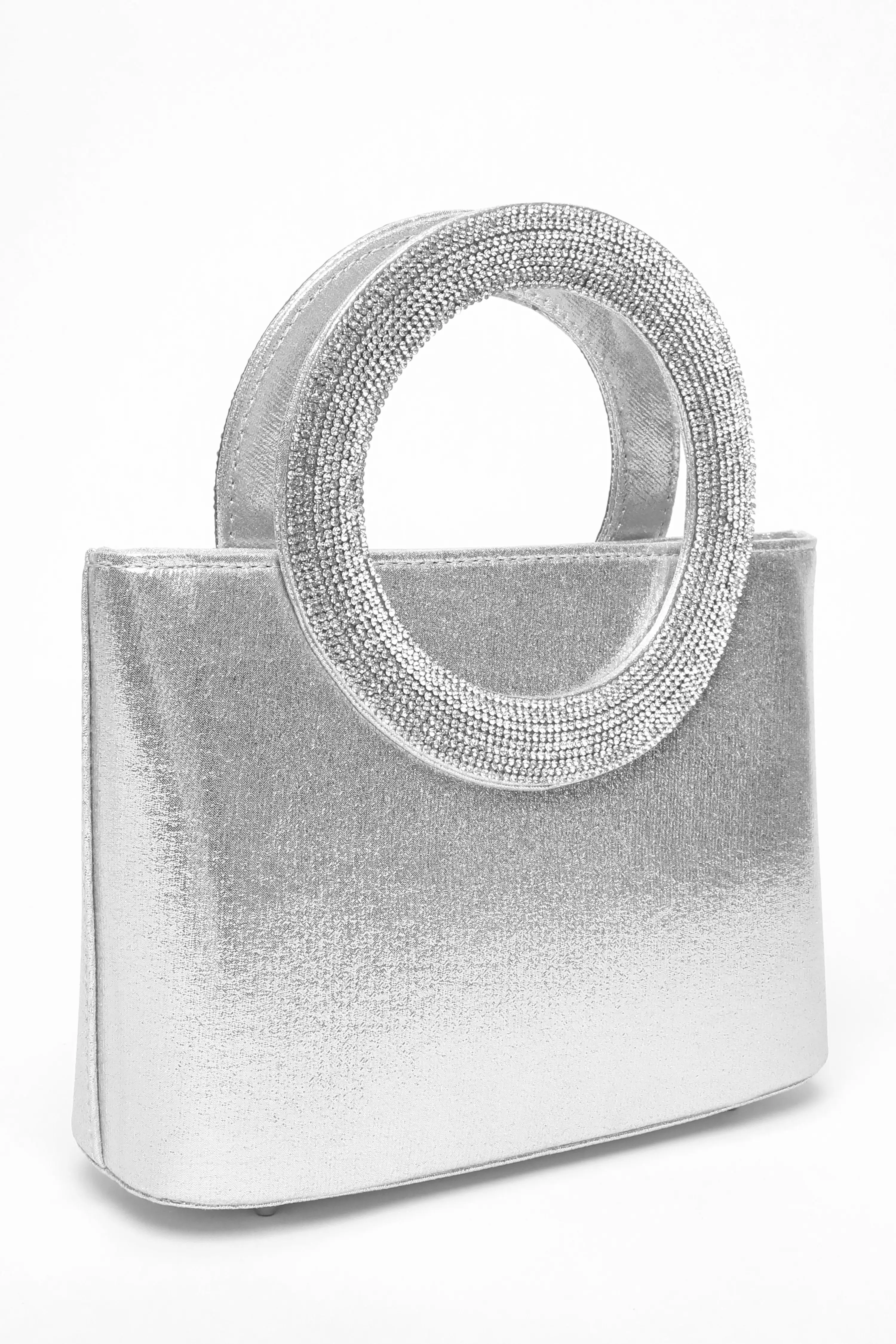 Silver Diamante Top Handle Bag QUIZ Clothing
