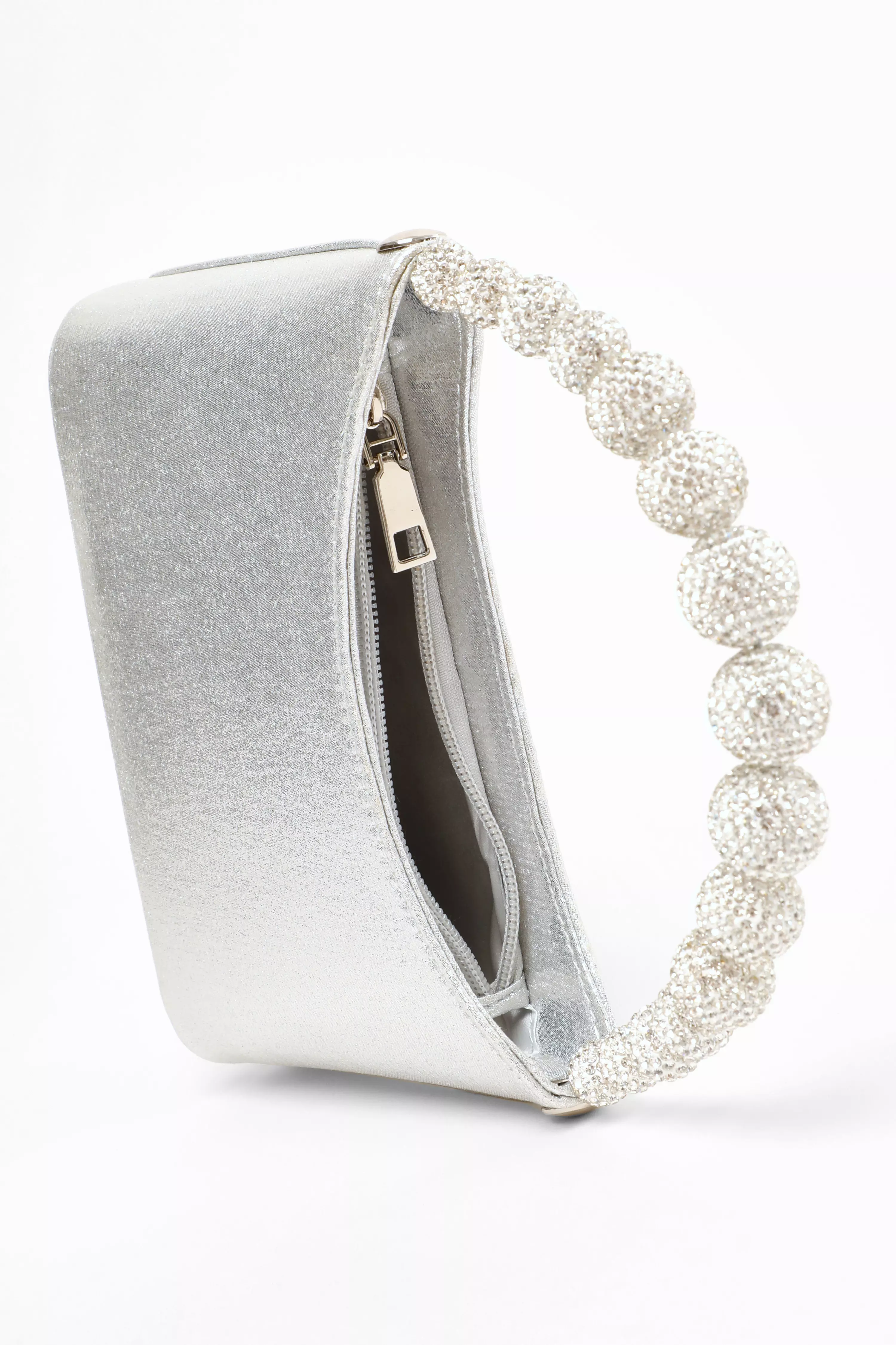 Silver Diamante Handle Bag QUIZ Clothing