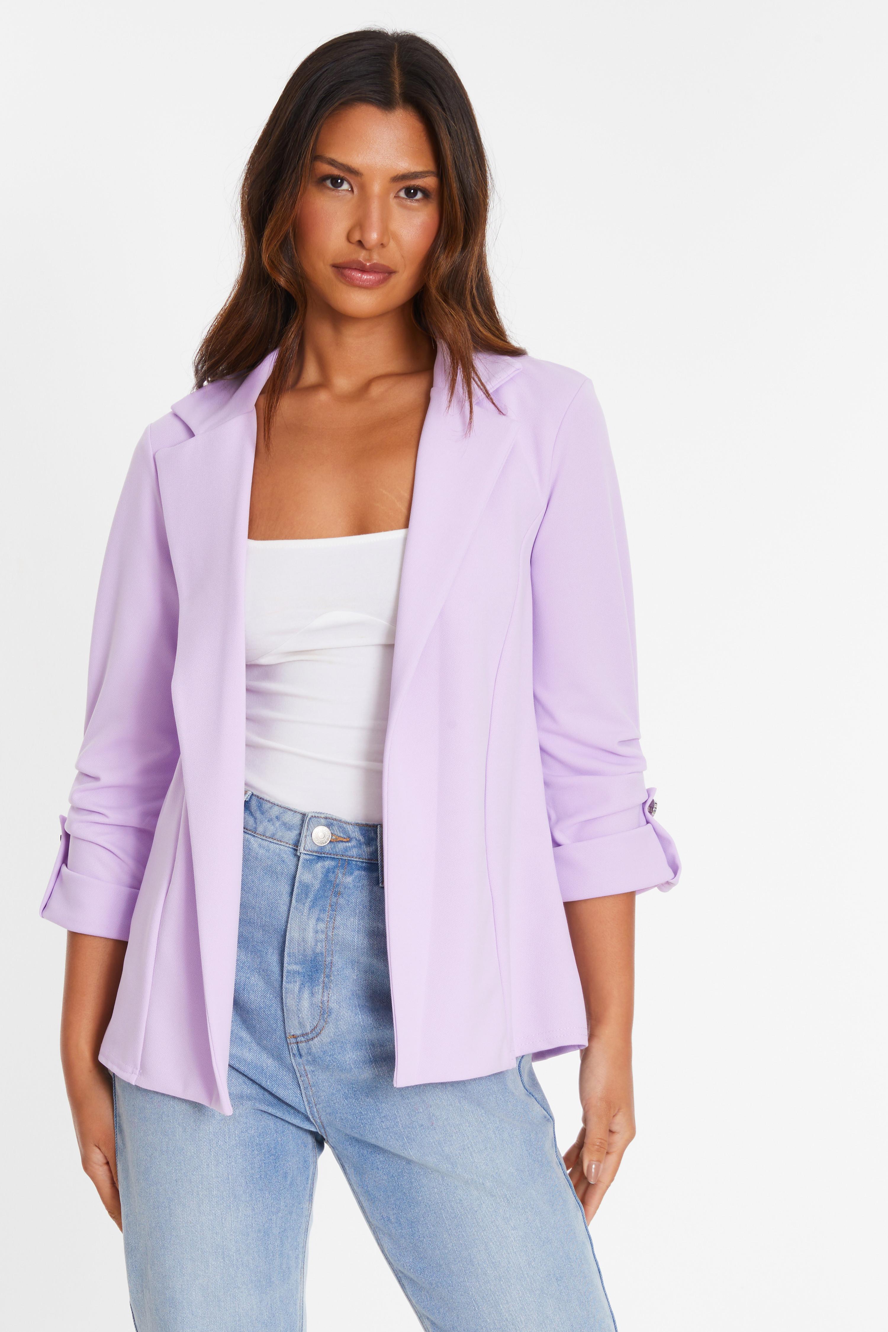 Lilac Ruched Sleeve Tailored Blazer