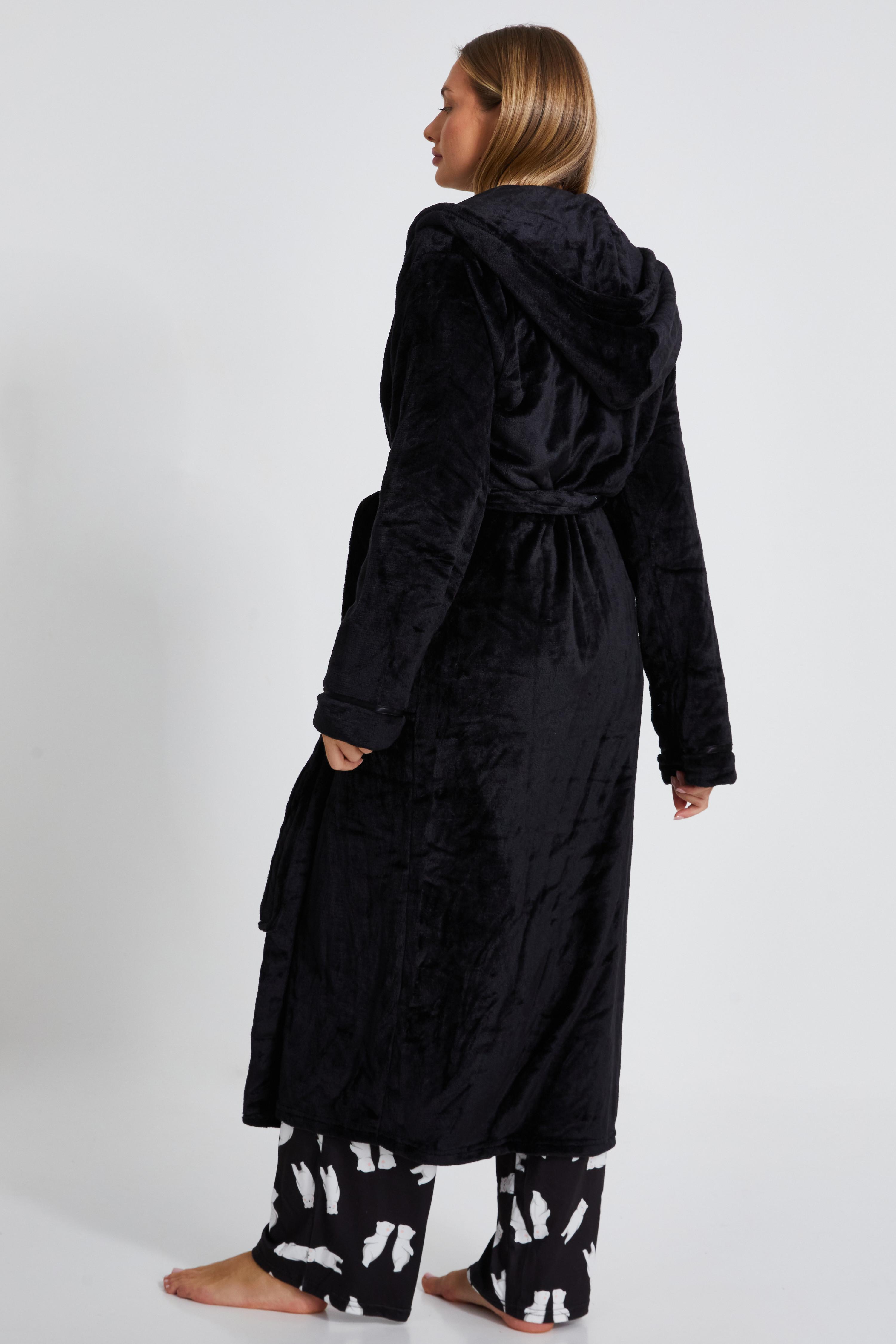Black Long Hooded Robe QUIZ Clothing