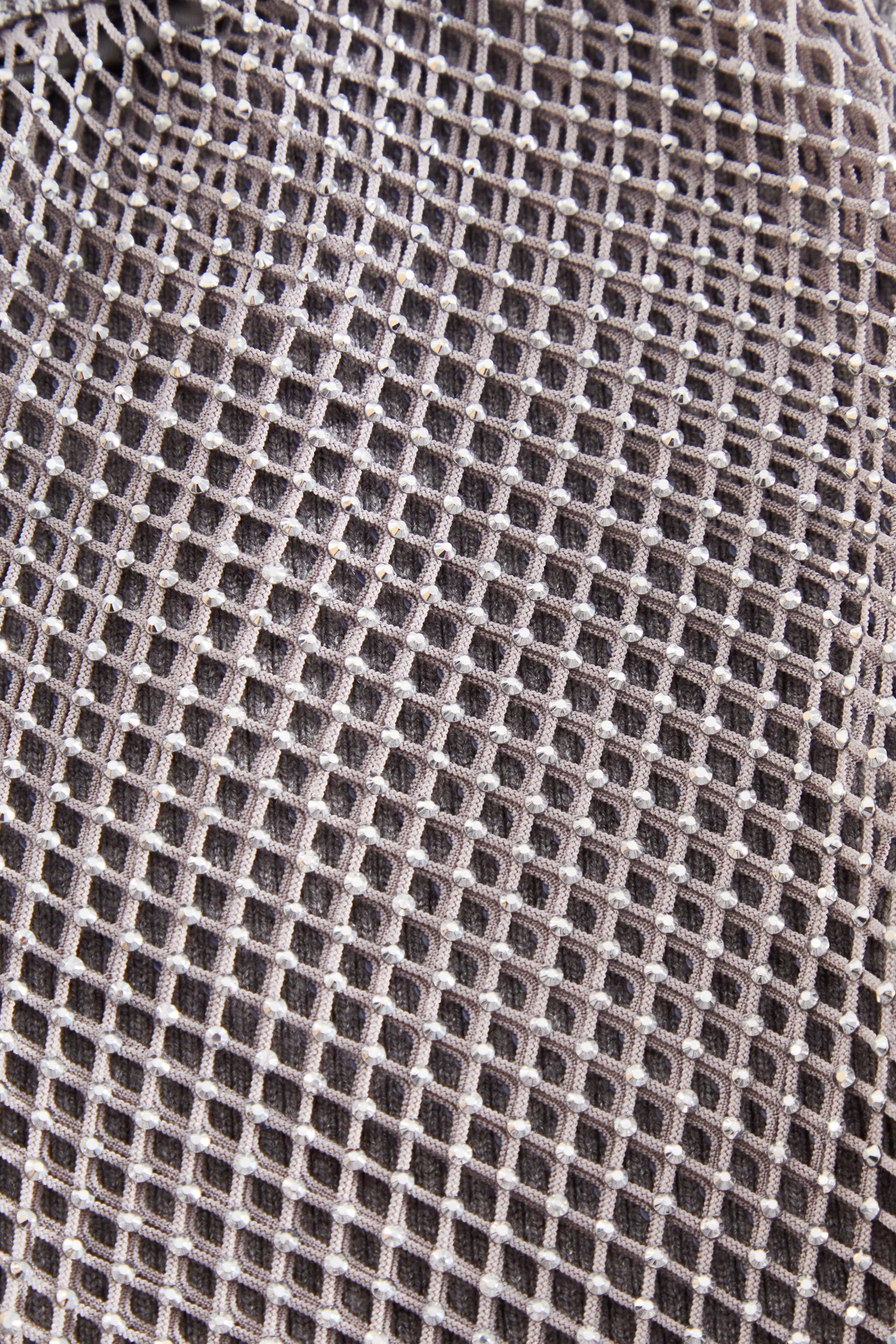 Grey Knit Diamante Sleeve Jumper QUIZ Clothing