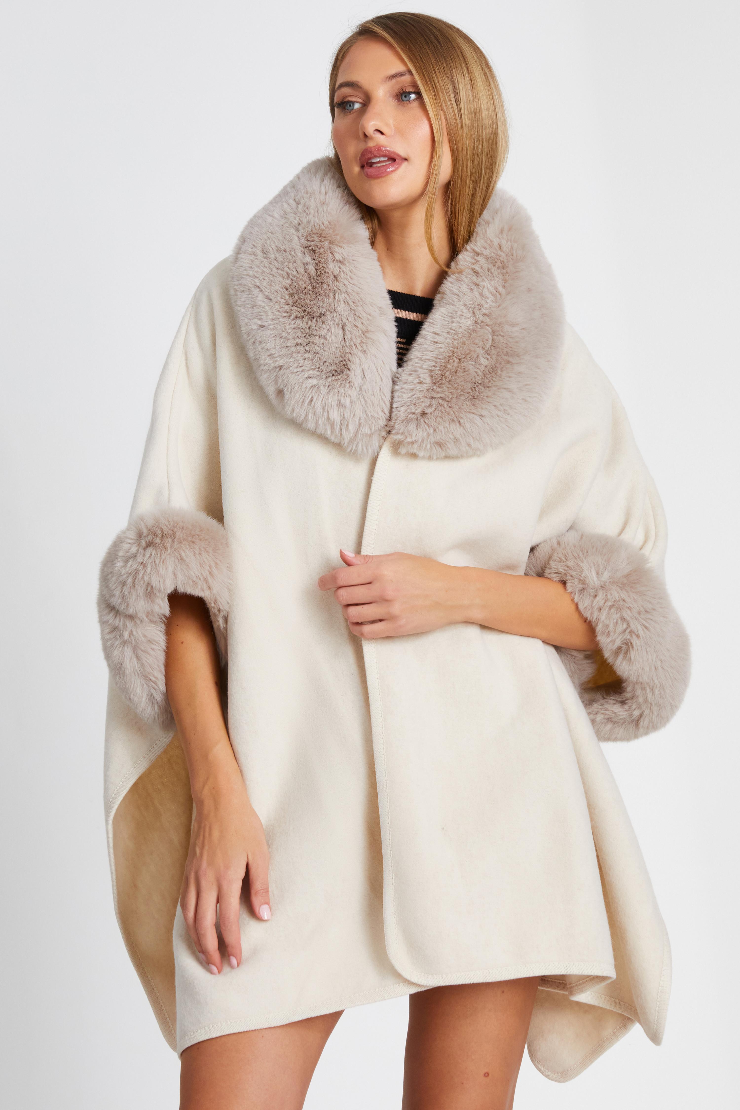Fur trim cape river island shop